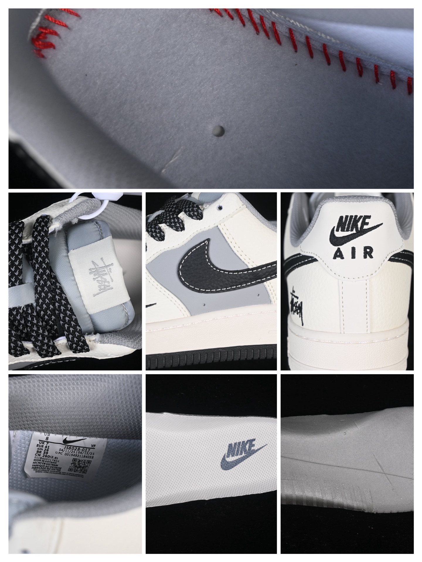 💰280纯原
 Nike Air Force 1'07 Low 斯图西联名 米黑灰拼接 空军一号低帮休闲板鞋 JS8028-017
#原楦头原纸板 原装鞋盒 定制五金配件 内置全掌气垫 原厂鞋底 
尺码：36 36.5 37.5 38 38.5 39 40 40.5 41 42 42.5 43 44 44.5 45 9.D4