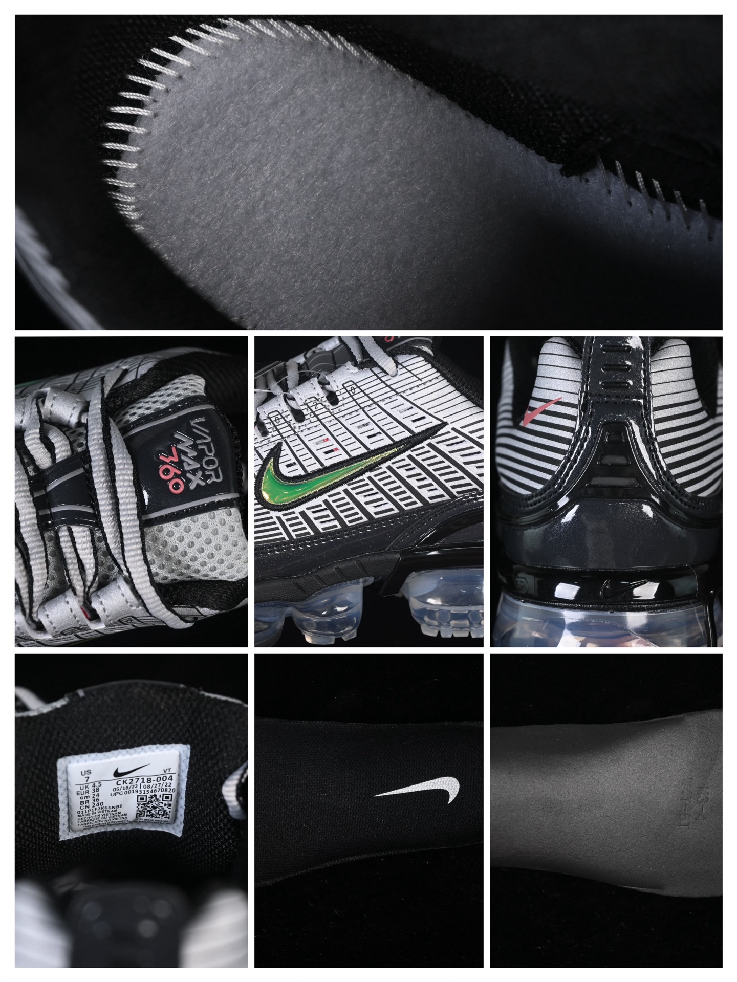 Nike Air Vapormax 360 全掌大气垫透气跑步鞋 CK2718-004#鞋面依旧延续经典