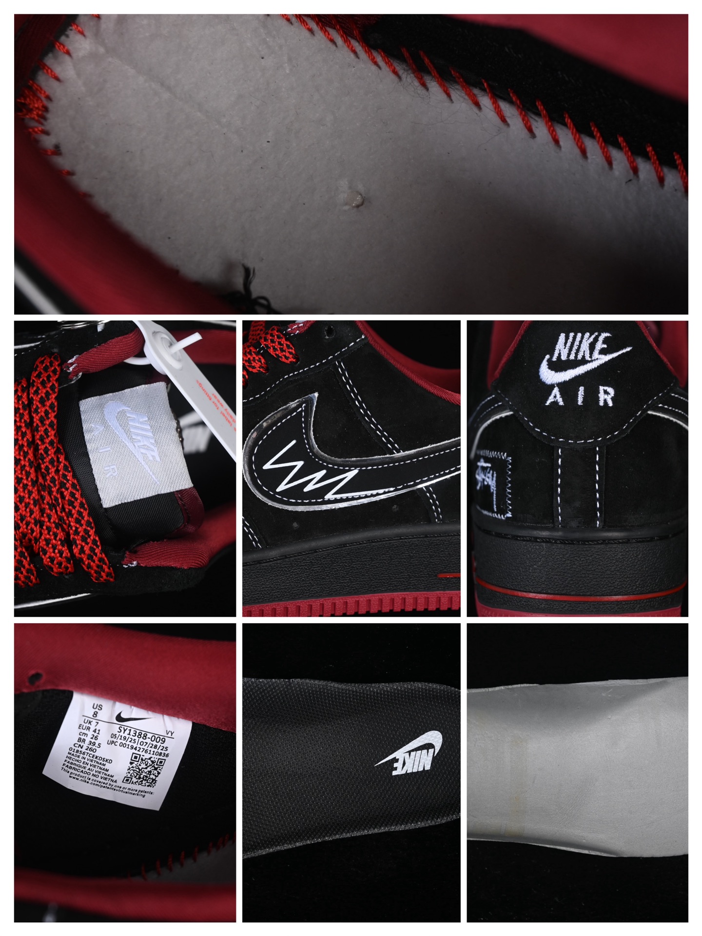 💰300纯原
 Nike Air Force 1 '07 Low 斯图西联名 磨砂黑 空军一号低帮休闲板鞋 SY1388-009
#原楦头原纸板 原装鞋盒 定制五金配件 内置全掌气垫 原厂鞋底 
尺码：36 36.5 37.5 38 38.5 39 40 40.5 41 42 42.5 43 44 44.5 45 9.D4