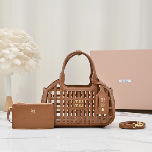 Miu Miu Nappa Leather Basket Bag - Chic Woven Design, Summer Essential 1 Miu Miu Nappa Leather Basket Bag - Chic Woven Design, Summer Essential