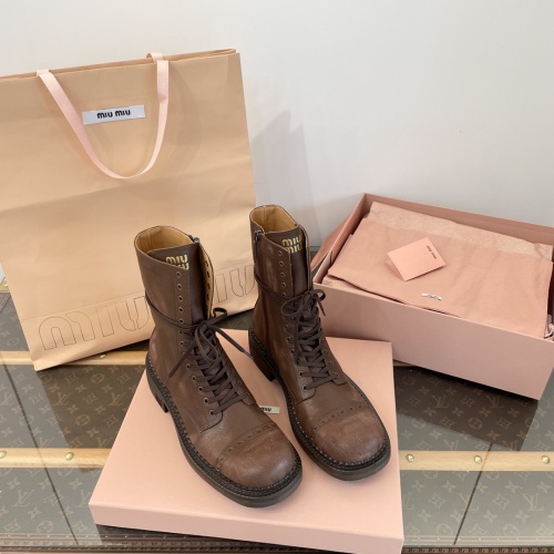 Miu Miu Distressed Leather Ankle Boots, Women's Motorcycle Combat Boots 5 Miu Miu Distressed Leather Ankle Boots, Women's Motorcycle Combat Boots