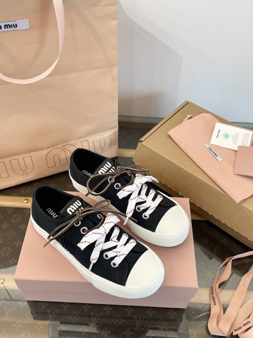 Miu Miu 2025 Double Shoelace Canvas Sneakers with Diamond Socks 1 Miu Miu 2025 Double Shoelace Canvas Sneakers with Diamond Socks