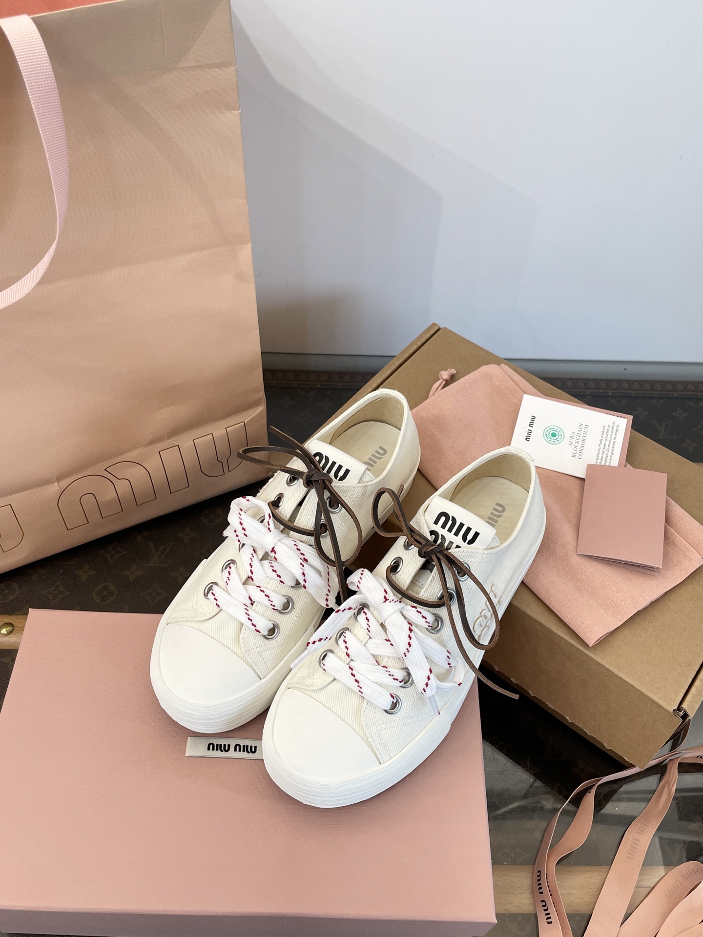 Miu Miu 2025 Lace-Up Canvas Sneakers with Diamond Socks 8 i1755018301786 5192 0 6