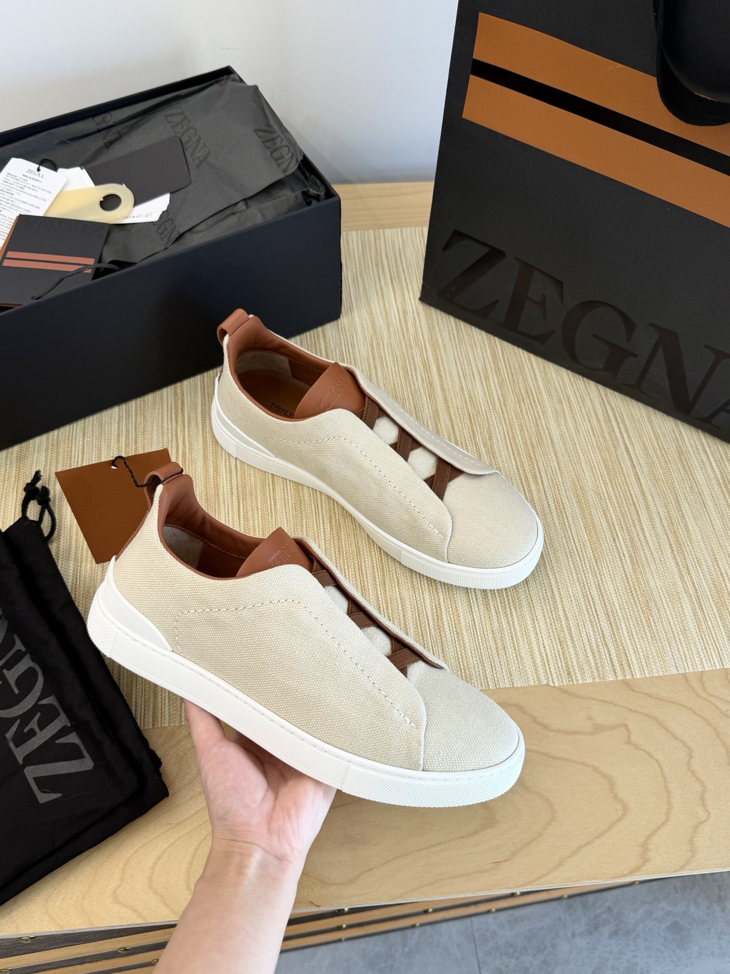 Zegna Triple Stitch linen casual shoes