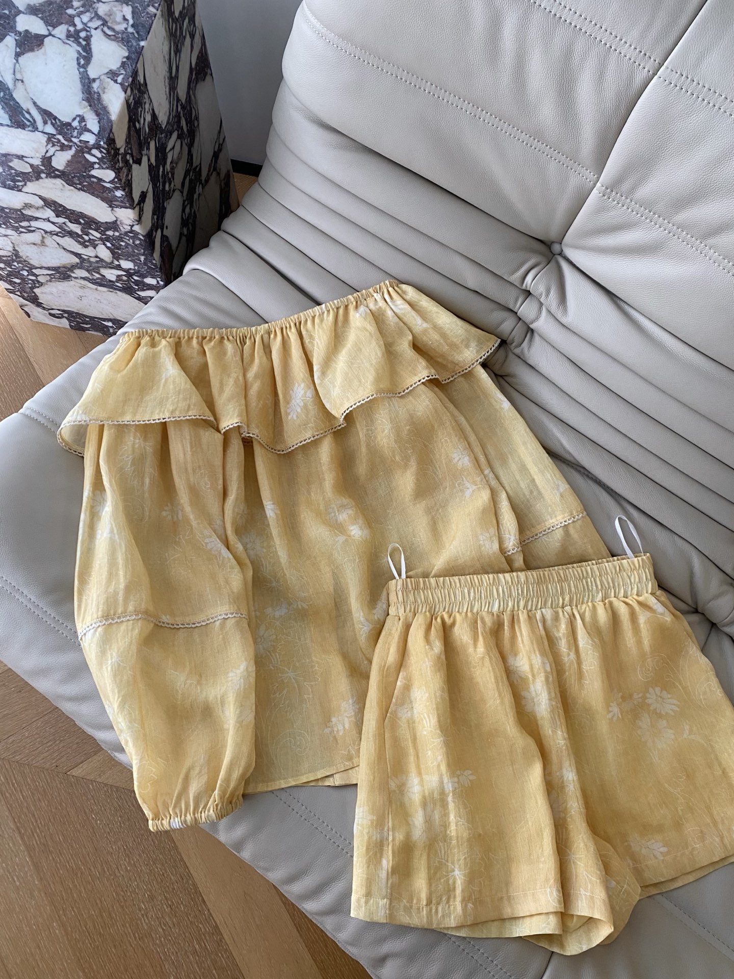 Women's Linen Off-Shoulder Top and Shorts Set - Breathable & Relaxed Fit 8 i1747384937033 9209 0 6
