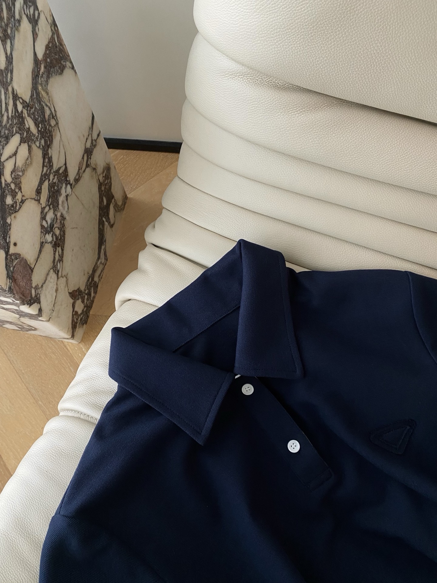 Navy Blue Polo Collar Knit Pullover Top - Soft & Comfortable, Easy Care 3 i1747908078848 962 0 1