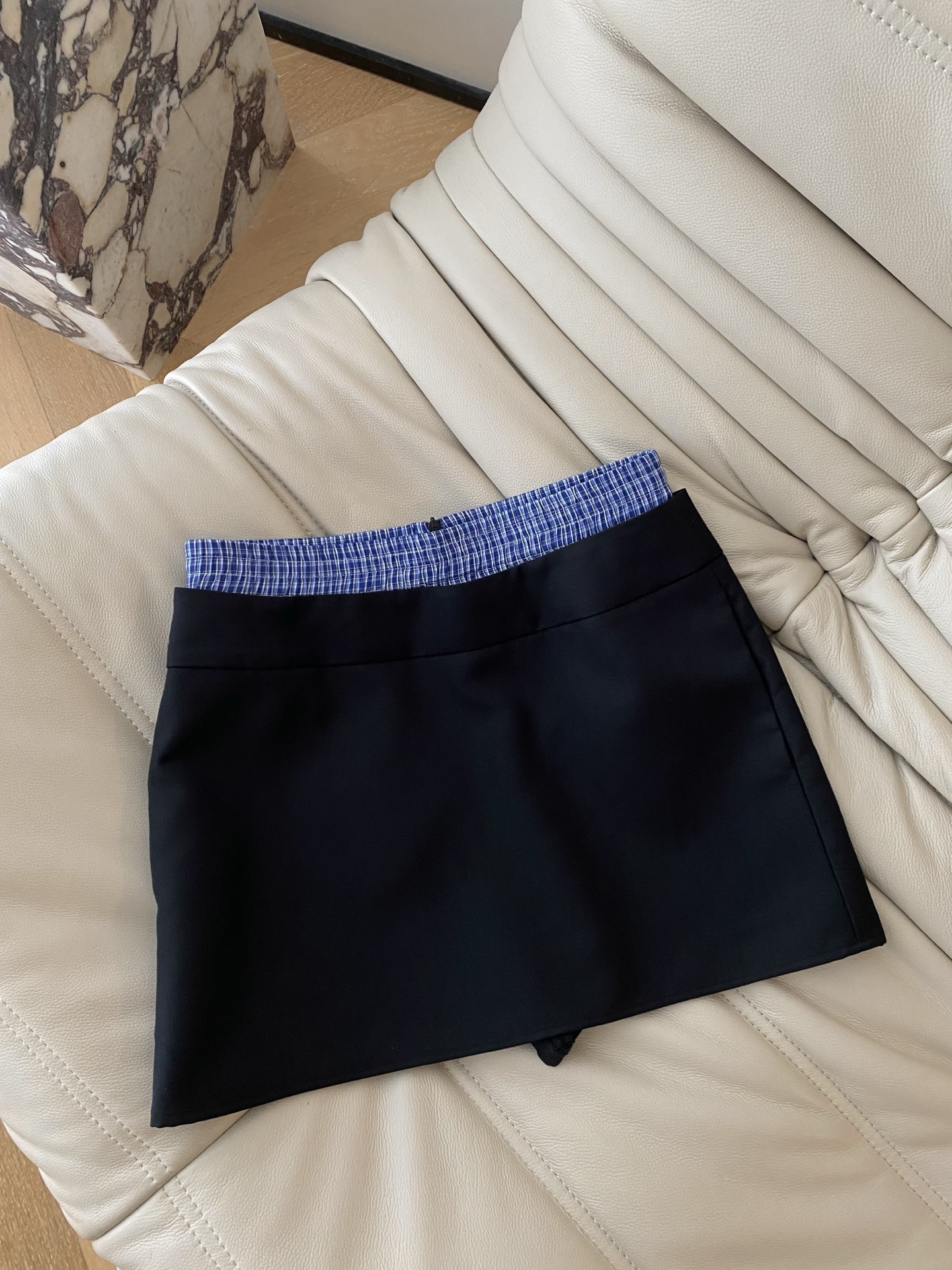 High Waist Grid Patchwork Mini Skirt, Slim Fit, Built-in Shorts 2 i1748336395696 7325 0 0
