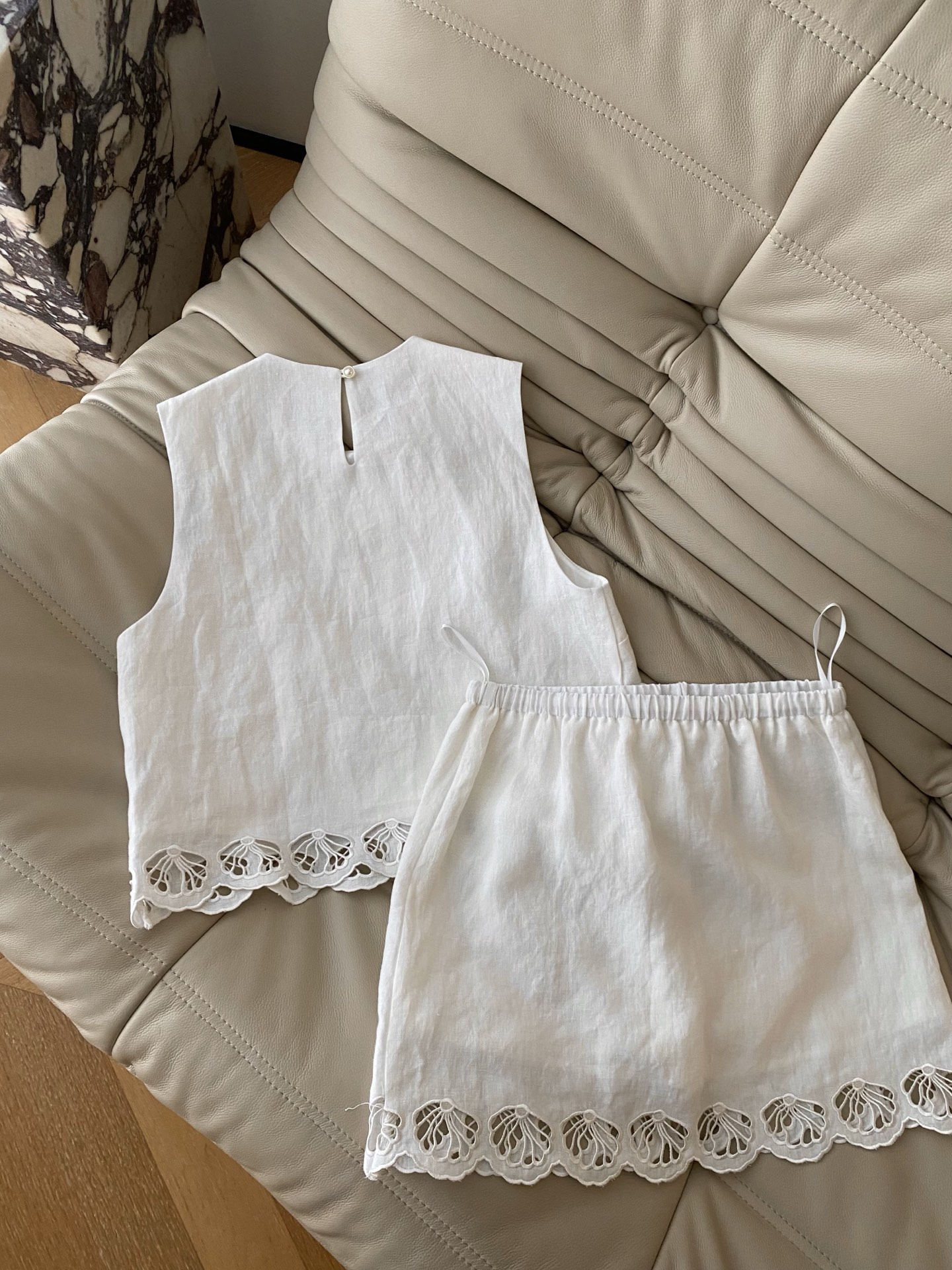 Elegant Linen Vest and Skirt Set with Scalloped Detail 7 i1749544424179 1530 0 5