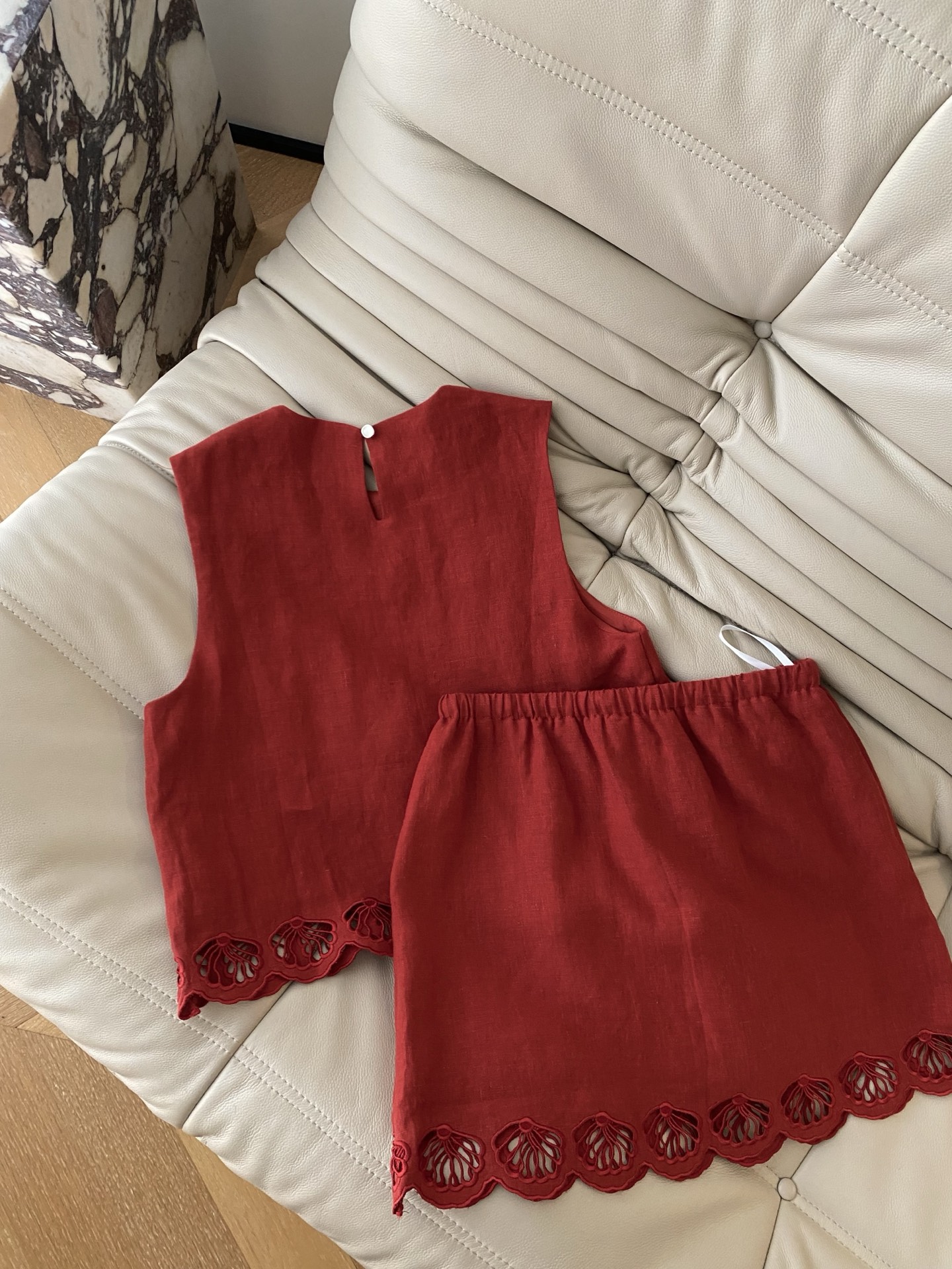 Elegant Linen Vest and Skirt Set with Scalloped Detail 6 i1749544425821 6691 0 4