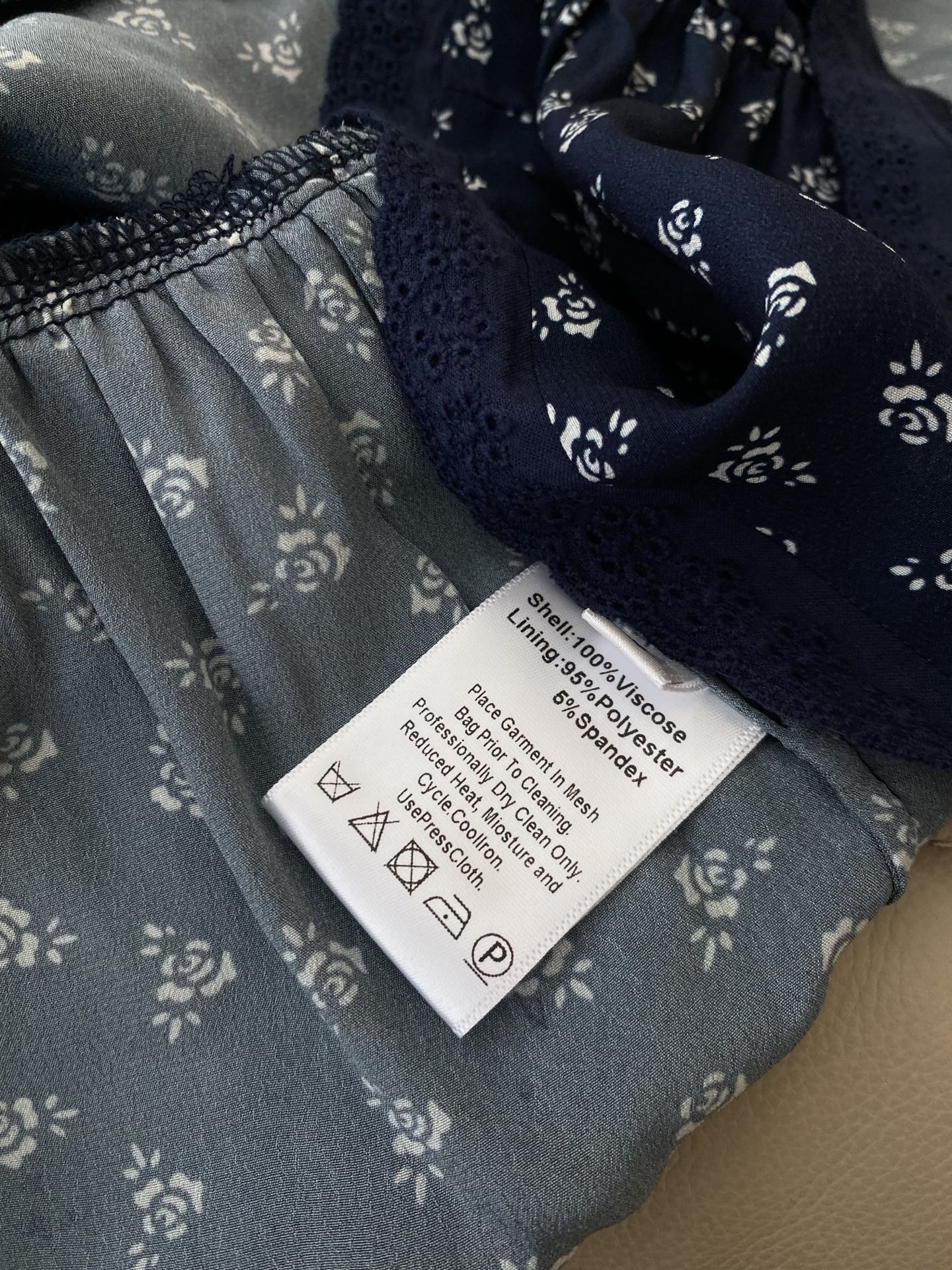 Floral Puff Sleeve Top - Blue Cotton Blouse with Lace Trim 9 i1749983073166 6530 0 7