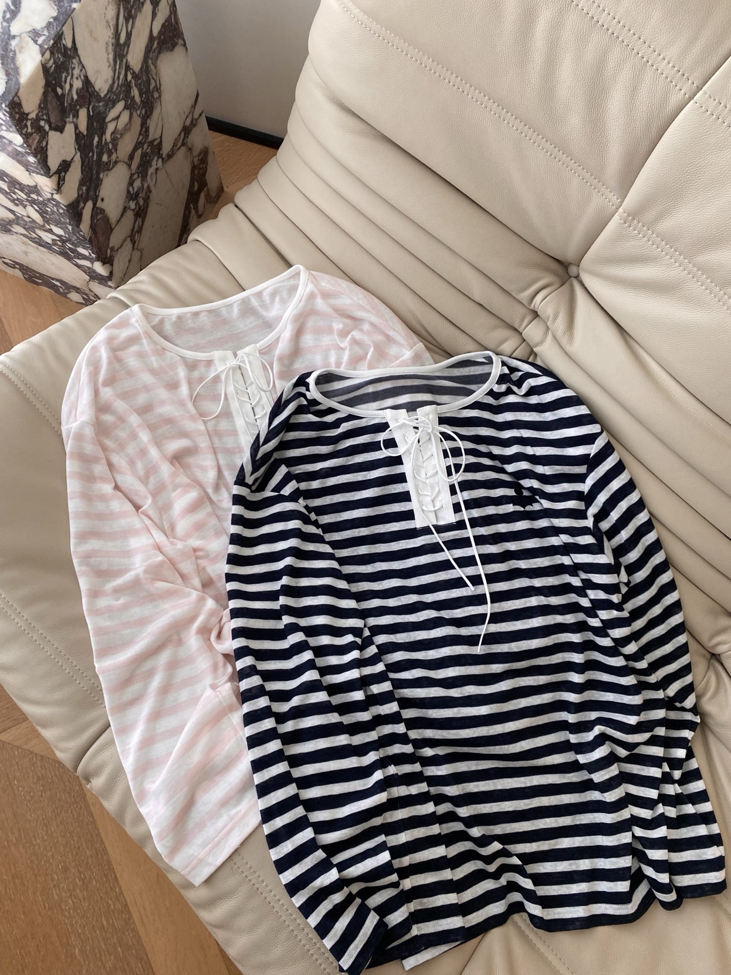 Striped Sun Protection Top with Tie Detail - High Elasticity Cotton 7 i1752487226118 923 0 5