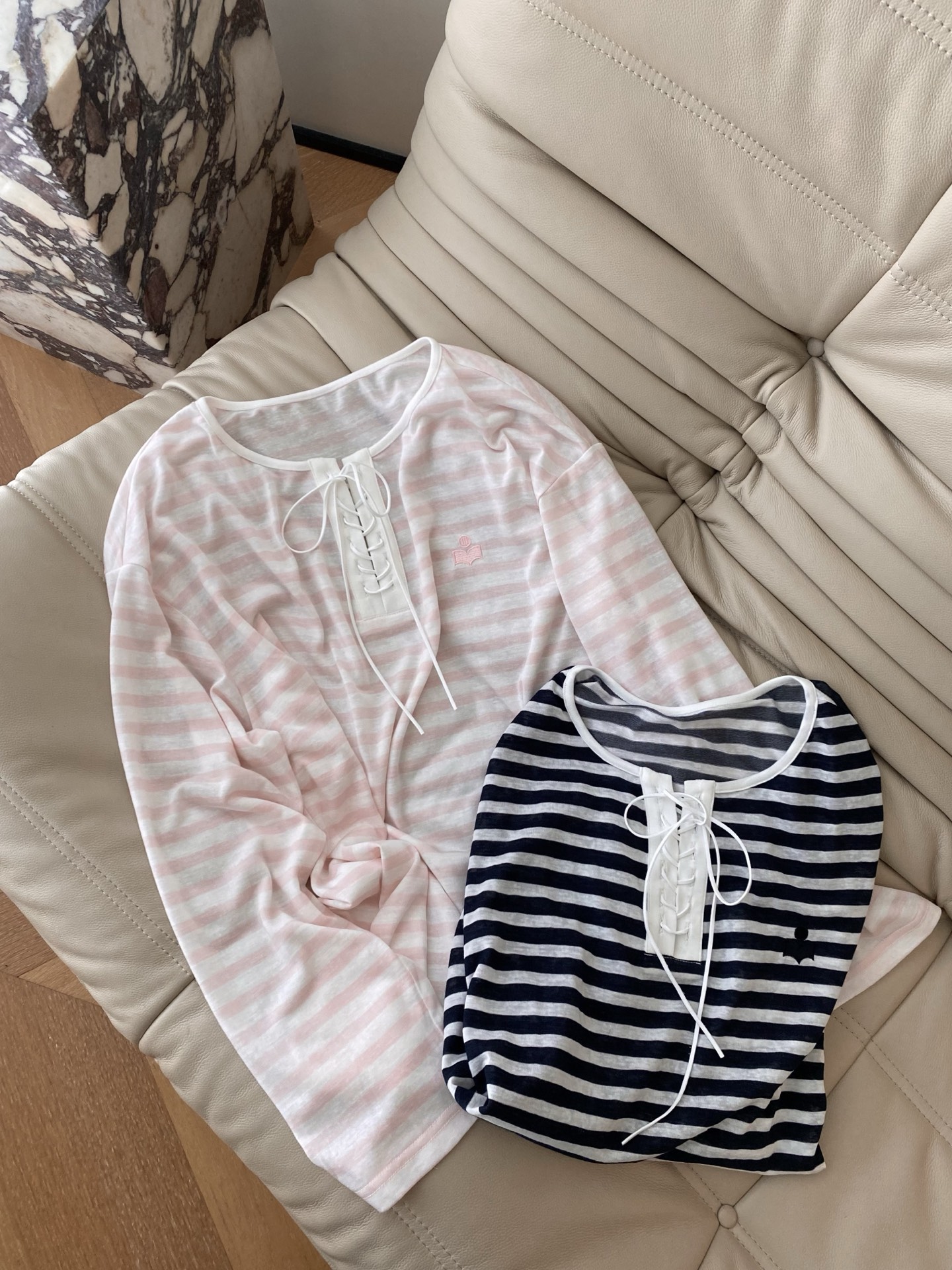 Striped Sun Protection Top with Tie Detail - High Elasticity Cotton 2 i1752487228222 27 0 0