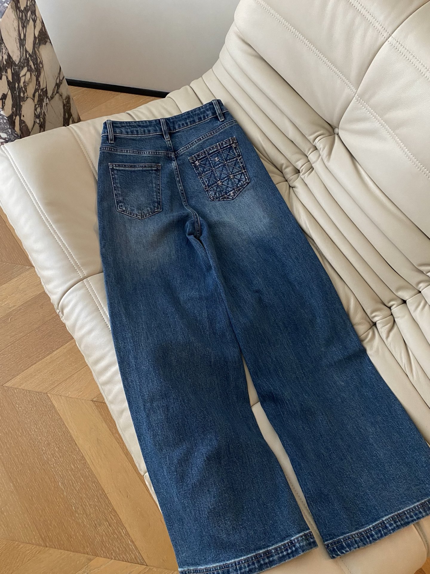 High-Waisted Straight-Leg Jeans with Custom Colorful Rhinestone Embellishments 7 i1755603029105 1932 0 5