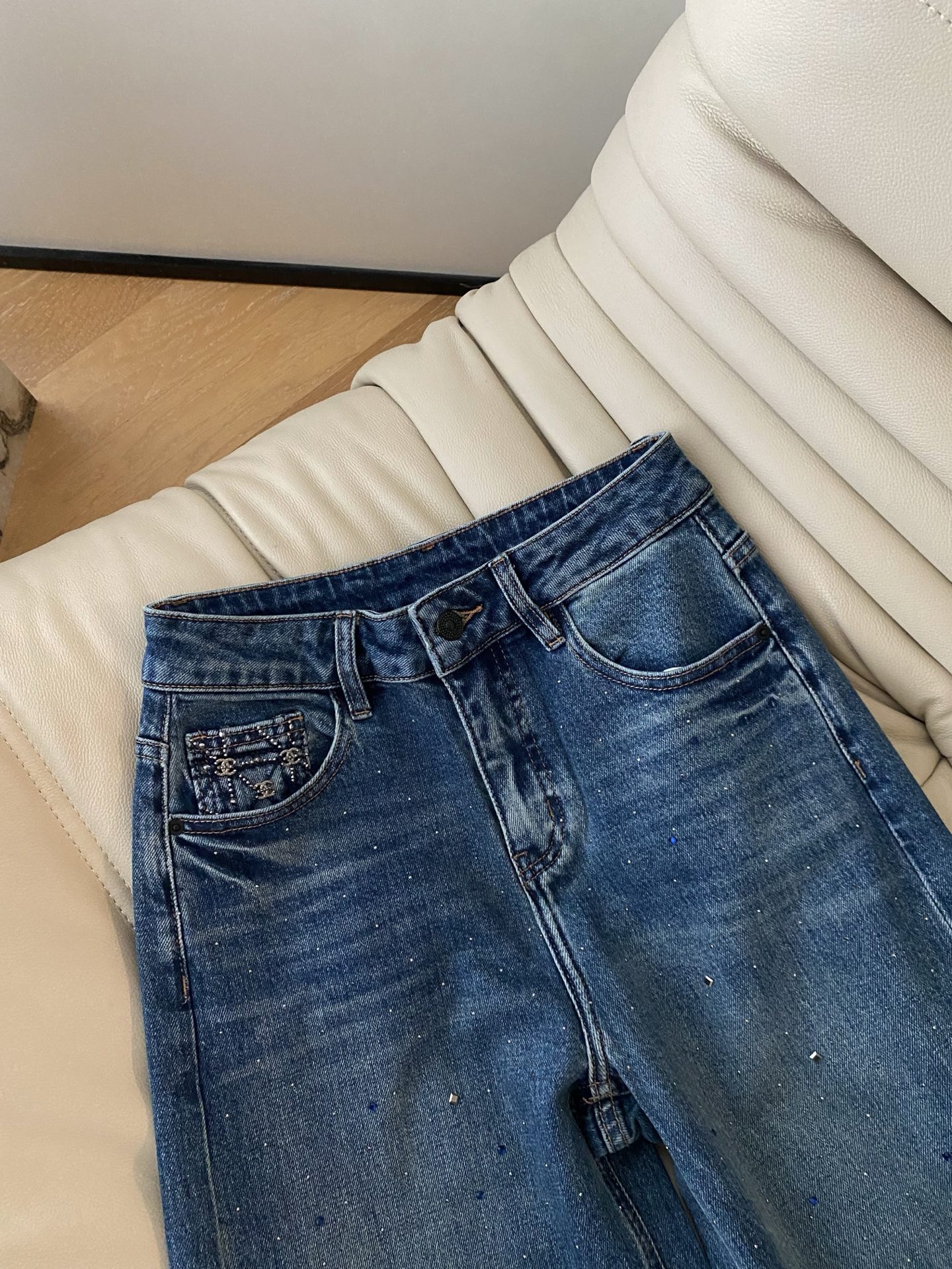 High-Waisted Straight-Leg Jeans with Custom Colorful Rhinestone Embellishments 3 i1755603029168 4466 0 1