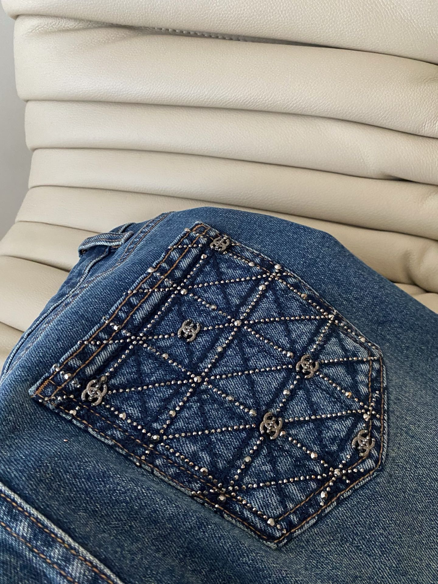 High-Waisted Straight-Leg Jeans with Custom Colorful Rhinestone Embellishments 9 i1755603030589 4601 0 7