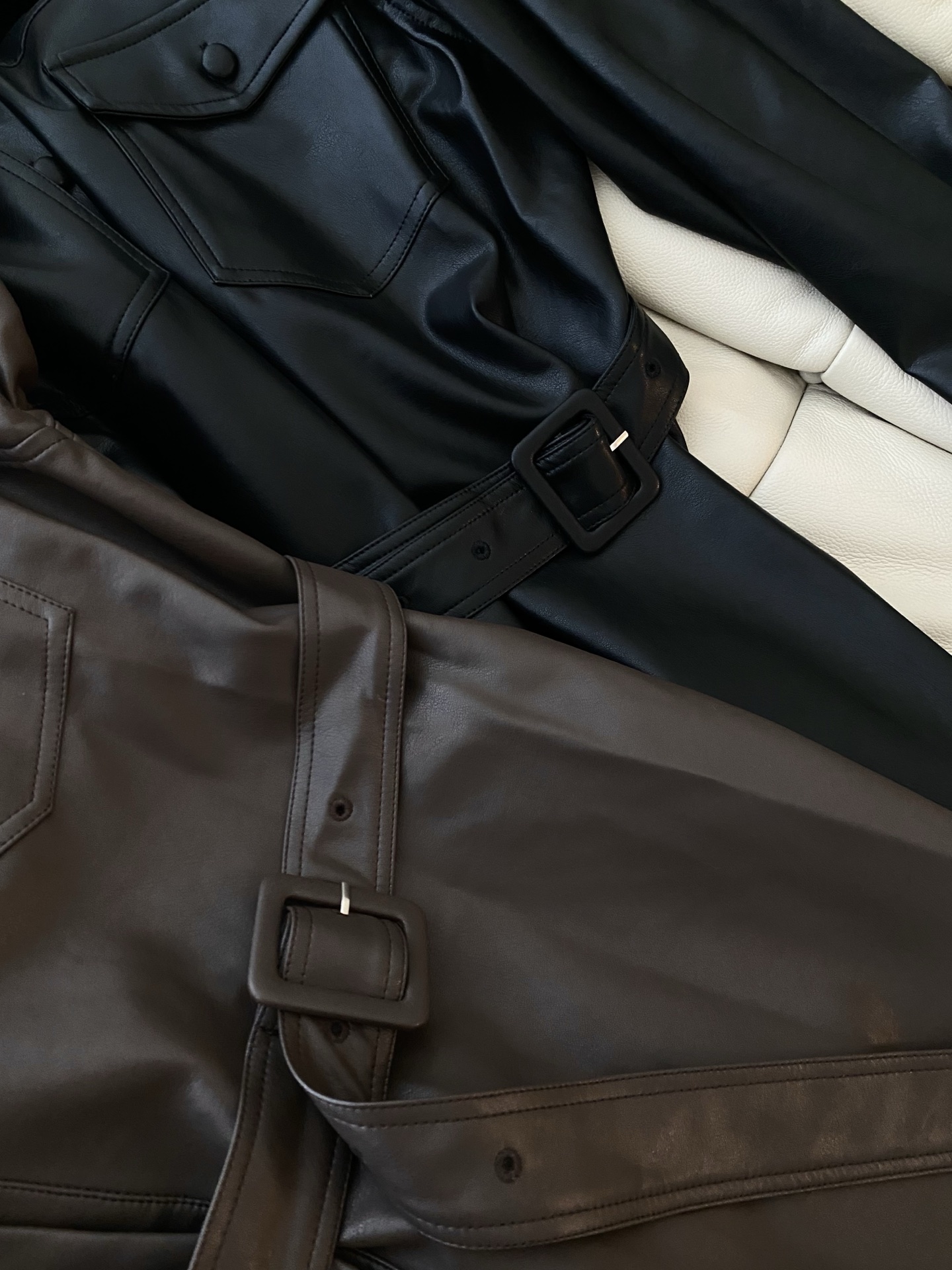 Women's Faux Leather Shirt Jacket with Belted Waist - Stylish & Elegant 7 i1755769528461 2285 0 5