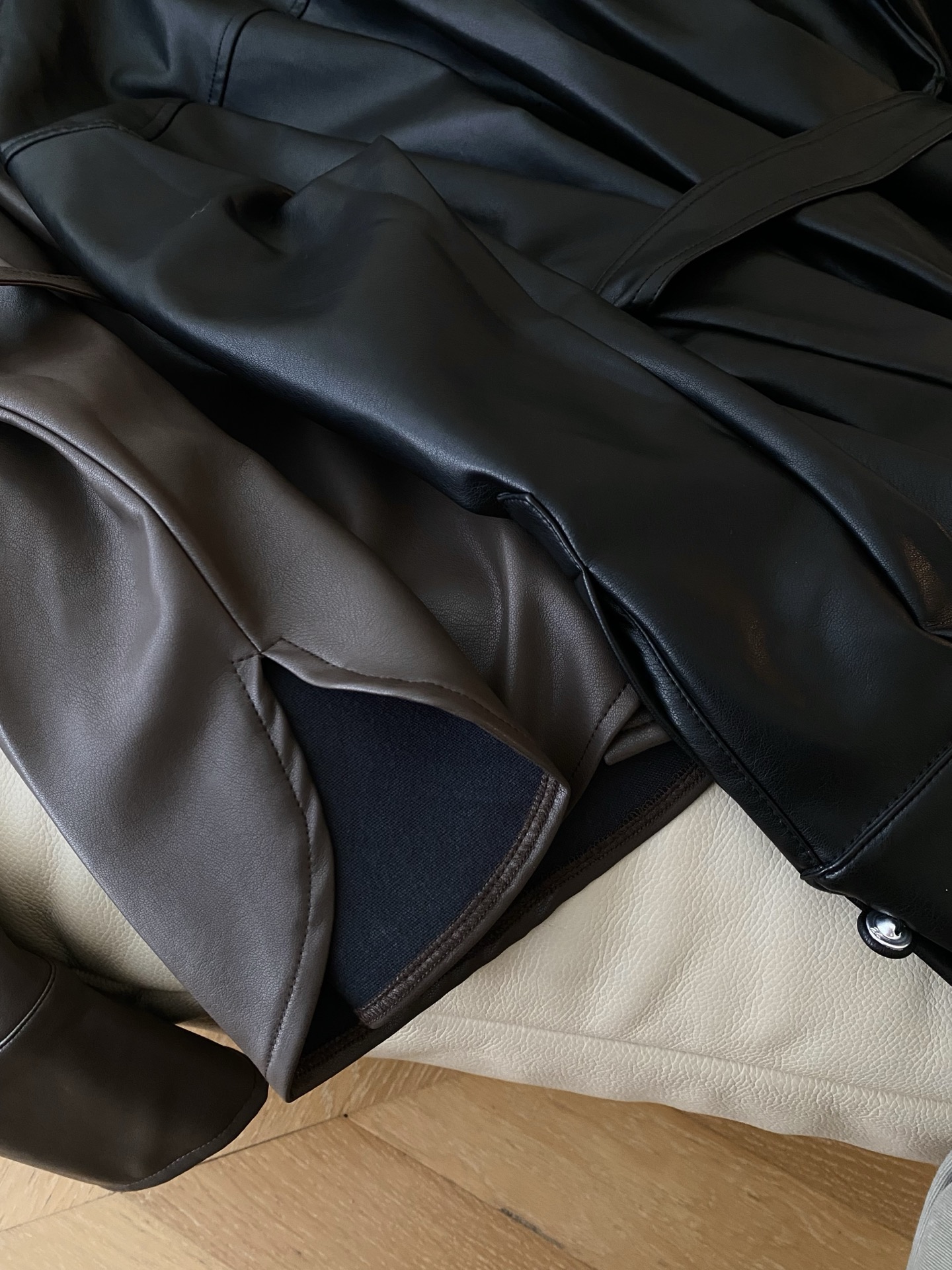 Women's Faux Leather Shirt Jacket with Belted Waist - Stylish & Elegant 6 i1755769528520 6584 0 4