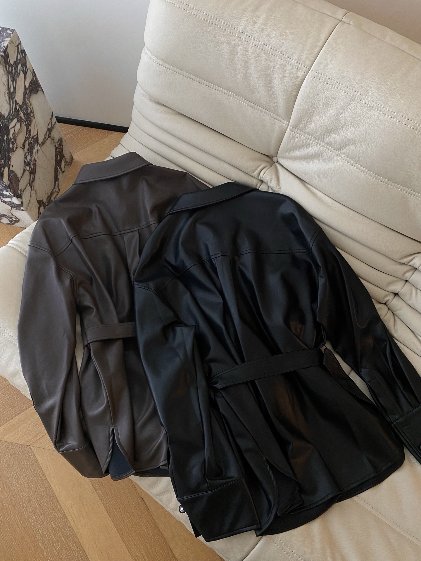 Women's Faux Leather Shirt Jacket with Belted Waist - Stylish & Elegant 8 i1755769528520 9110 0 6