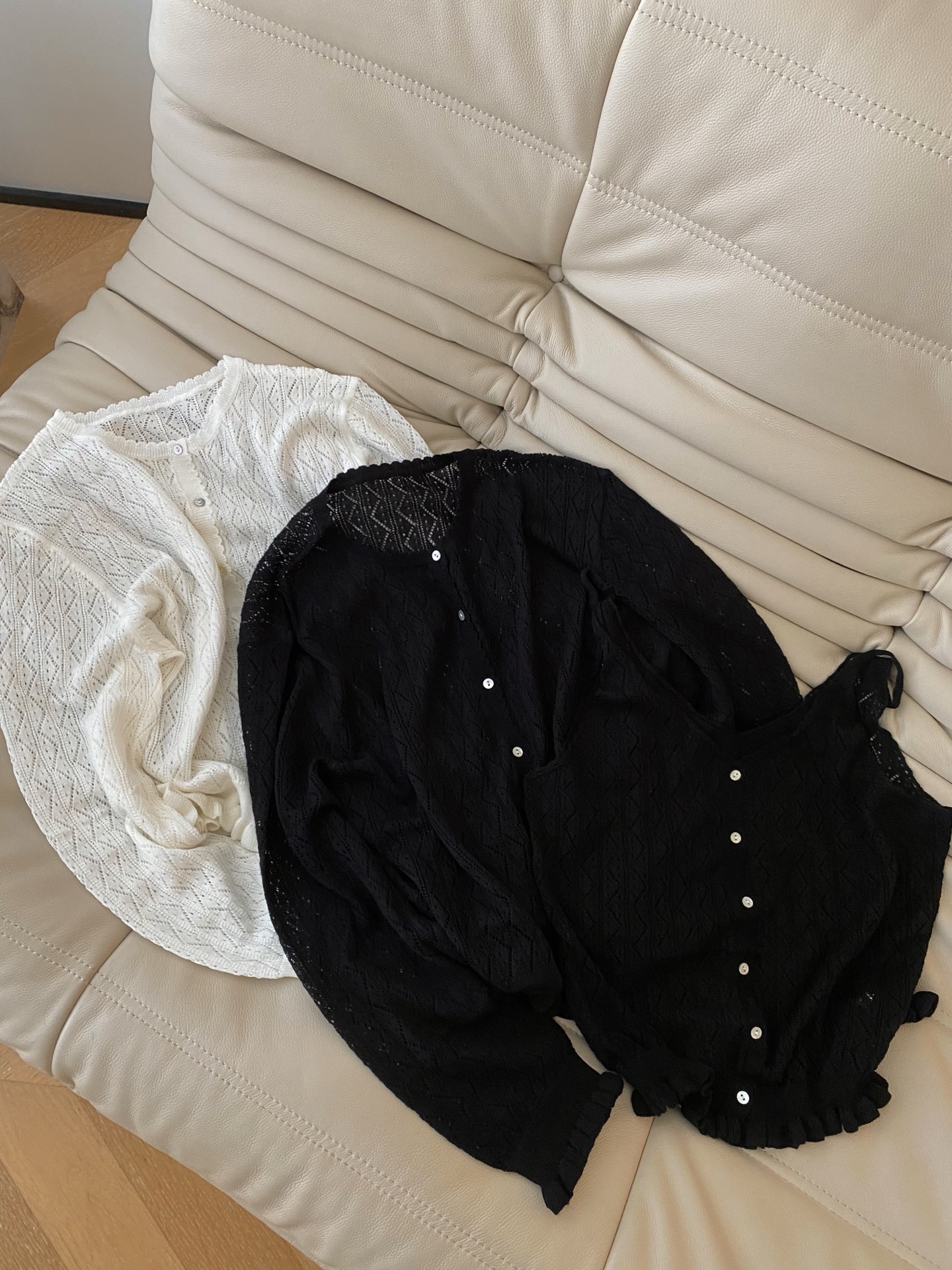 Wool Blend Knit Cardigan Set - Elegant Two-Piece with Delicate Openwork Design 4 i1755772699270 8251 0 2