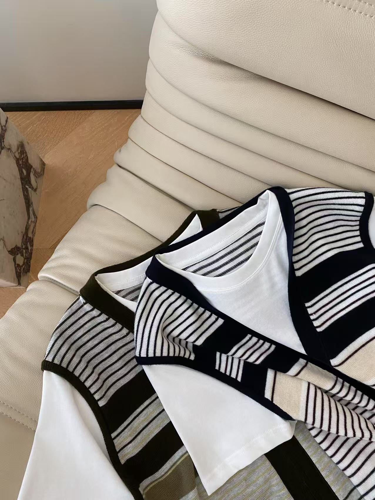 Striped Vest Layered Short Sleeve T-Shirt - Unique Two-Piece Design 4 i1755848370067 300 0 2