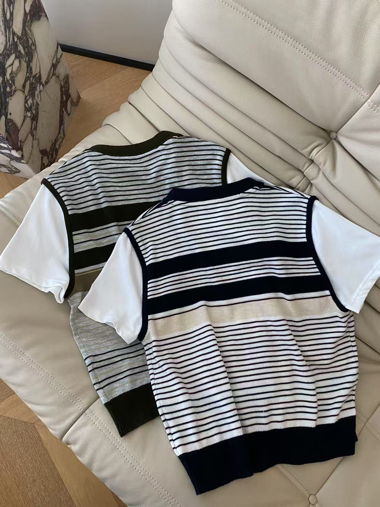 Striped Vest Layered Short Sleeve T-Shirt - Unique Two-Piece Design 8 i1755848370067 3709 0 6