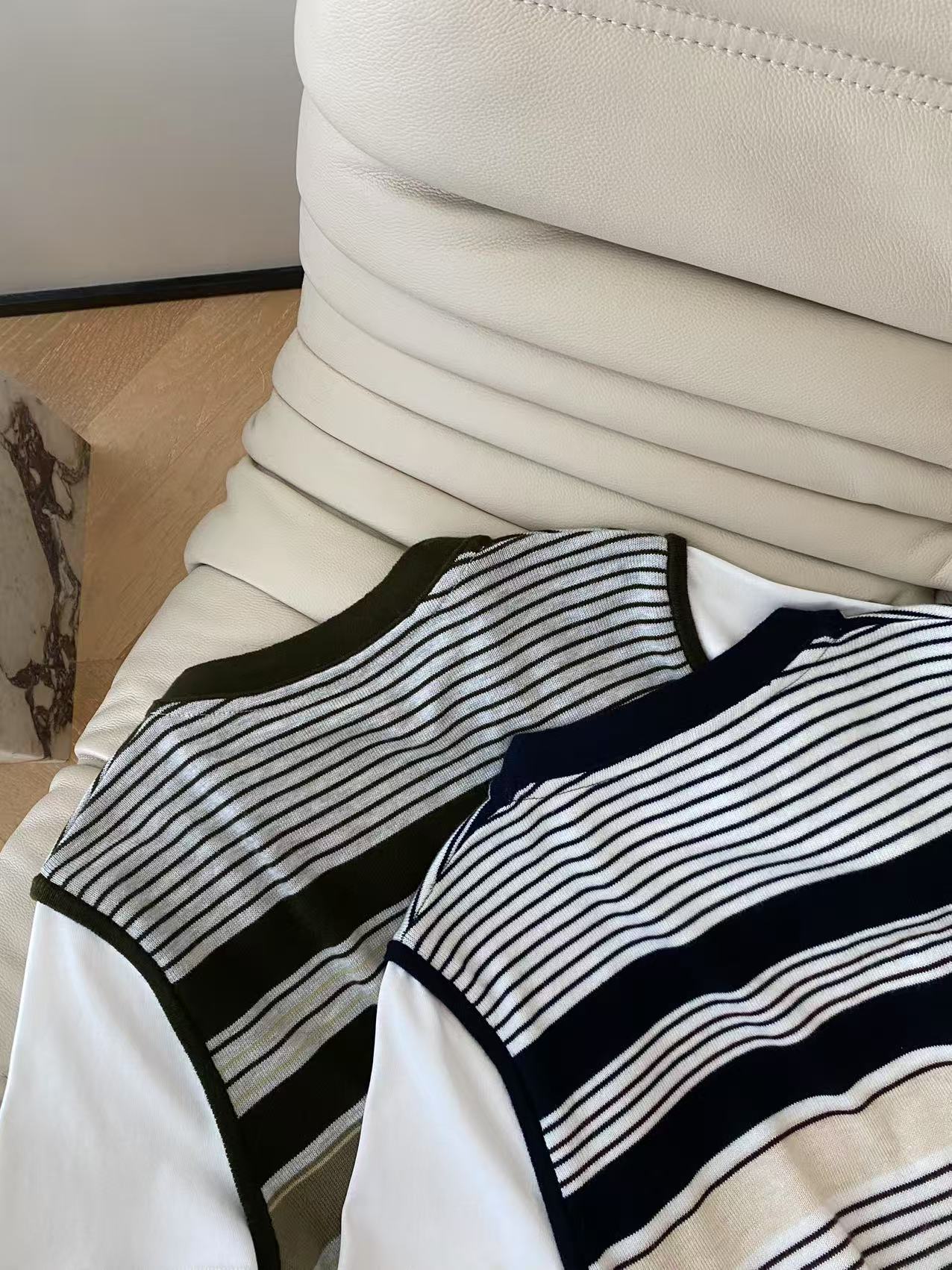 Striped Vest Layered Short Sleeve T-Shirt - Unique Two-Piece Design 9 i1755848371329 734 0 7