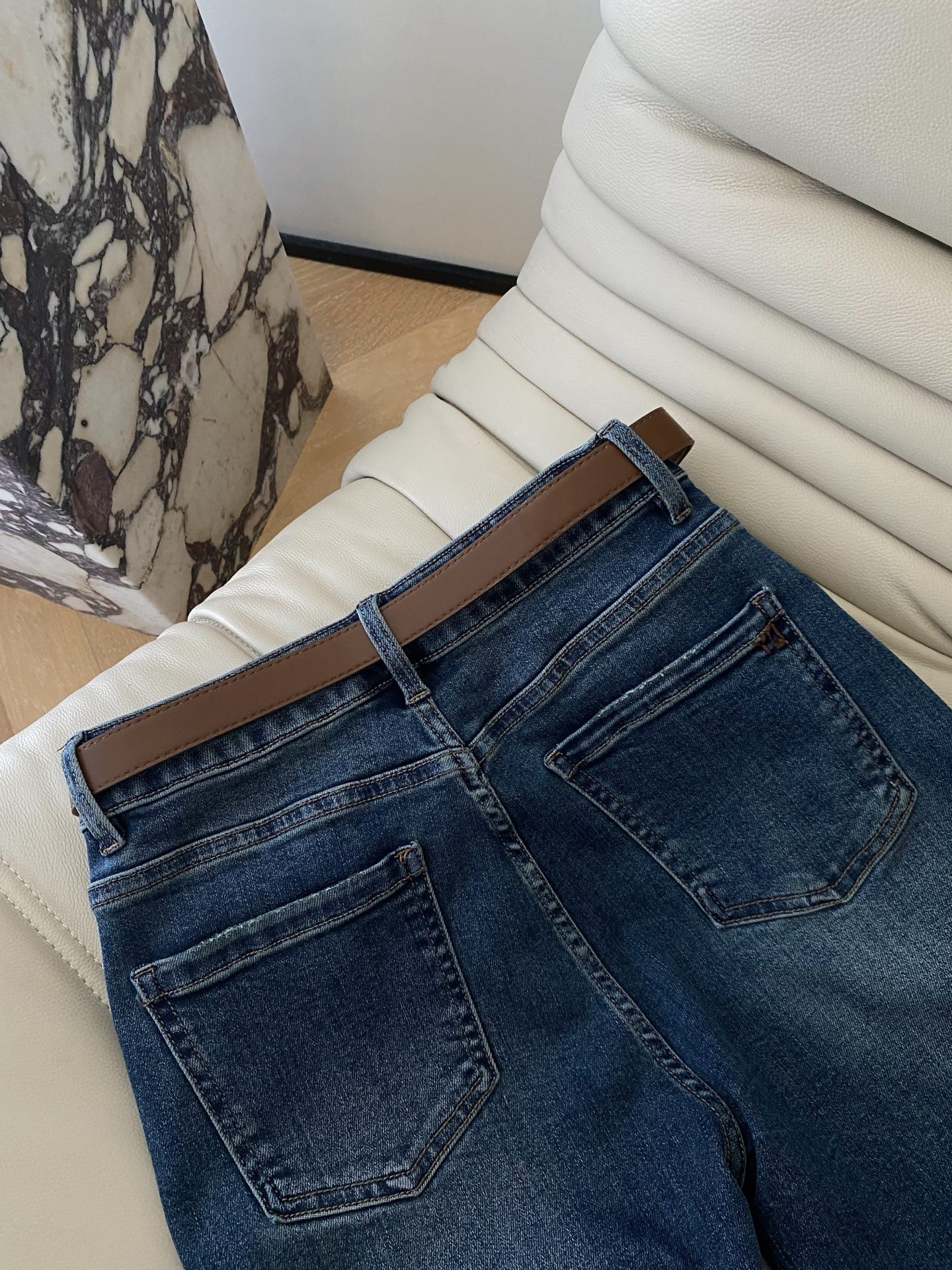 High Waist Flared Jeans with Belt - Vintage Wash Denim, Comfortable Fit 8 i1755857820832 7261 0 7
