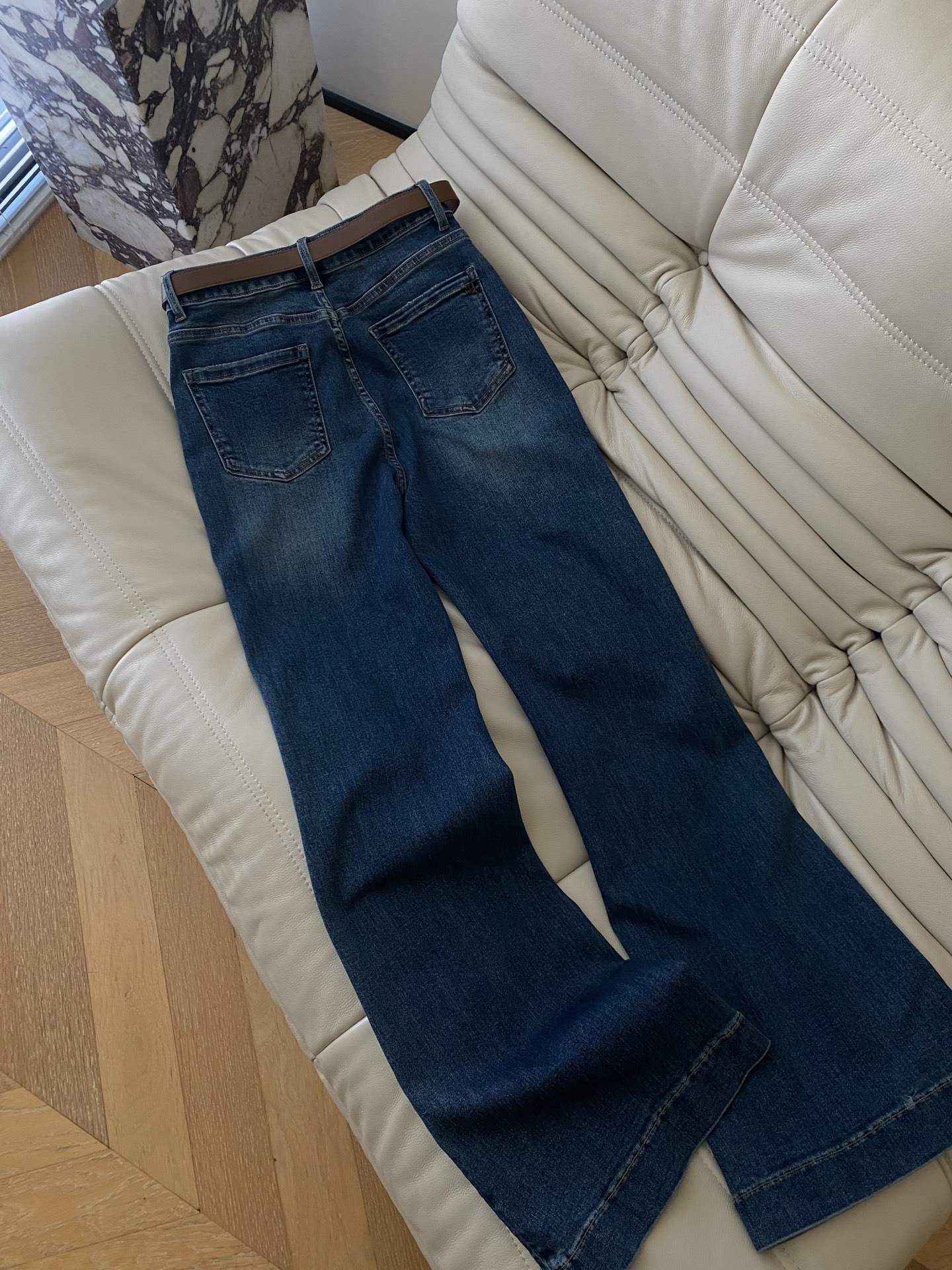 High Waist Flared Jeans with Belt - Vintage Wash Denim, Comfortable Fit 7 i1755857821967 7191 0 6