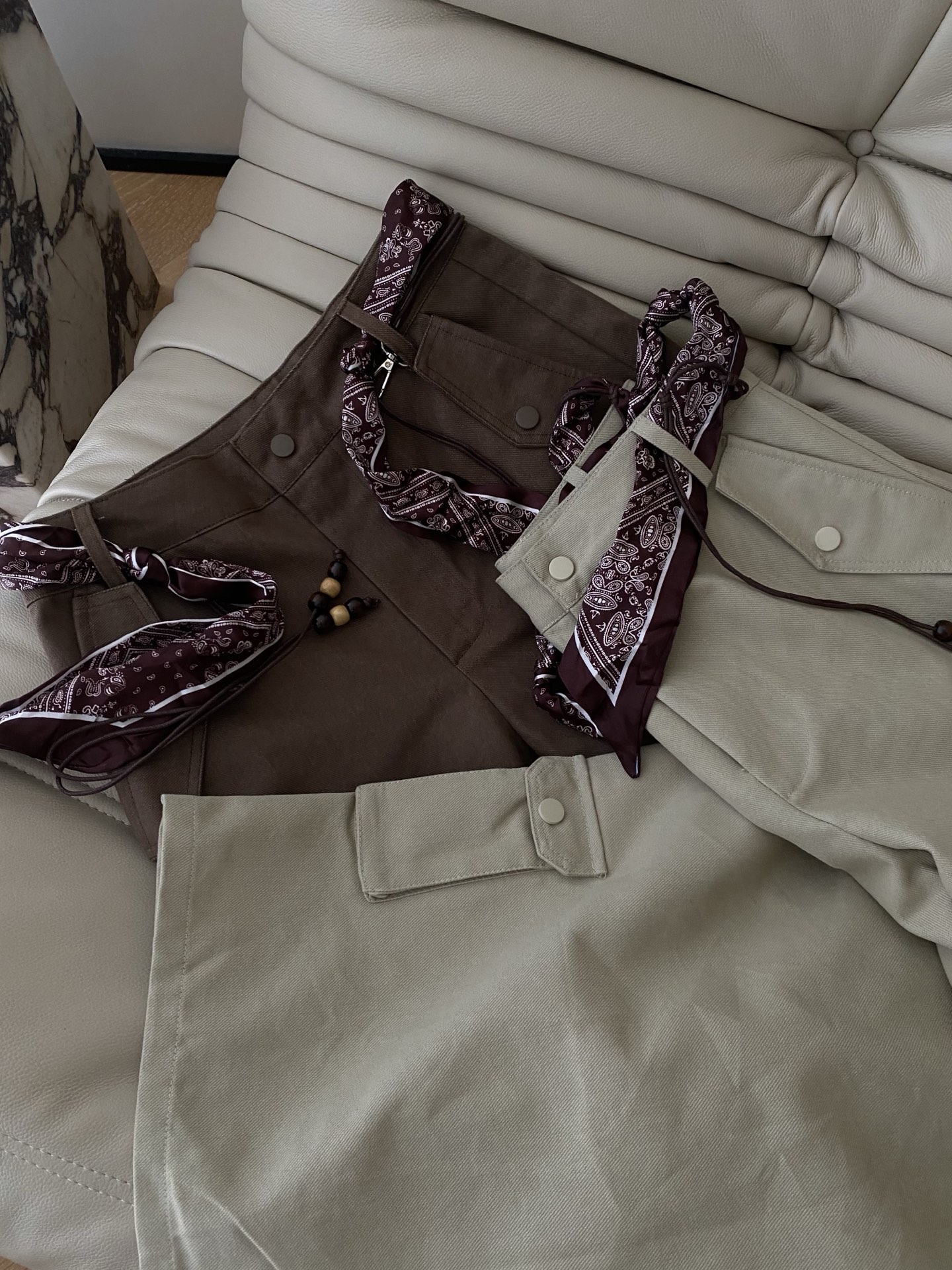 Vintage Cargo Pants with Scarf Belt - Slim Fit, Stylish & Comfortable 7 i1756033348690 8090 0 5