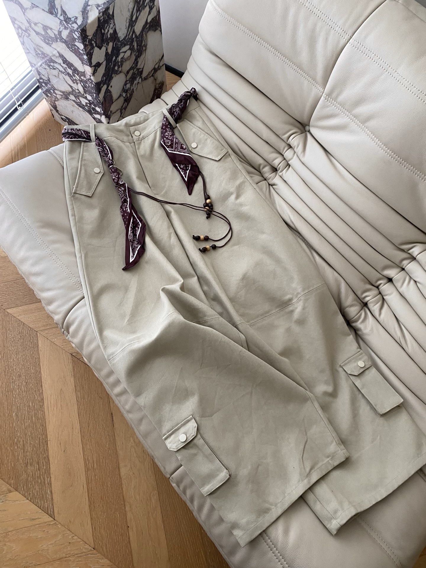 Vintage Cargo Pants with Scarf Belt - Slim Fit, Stylish & Comfortable 3 i1756033348693 5835 0 1