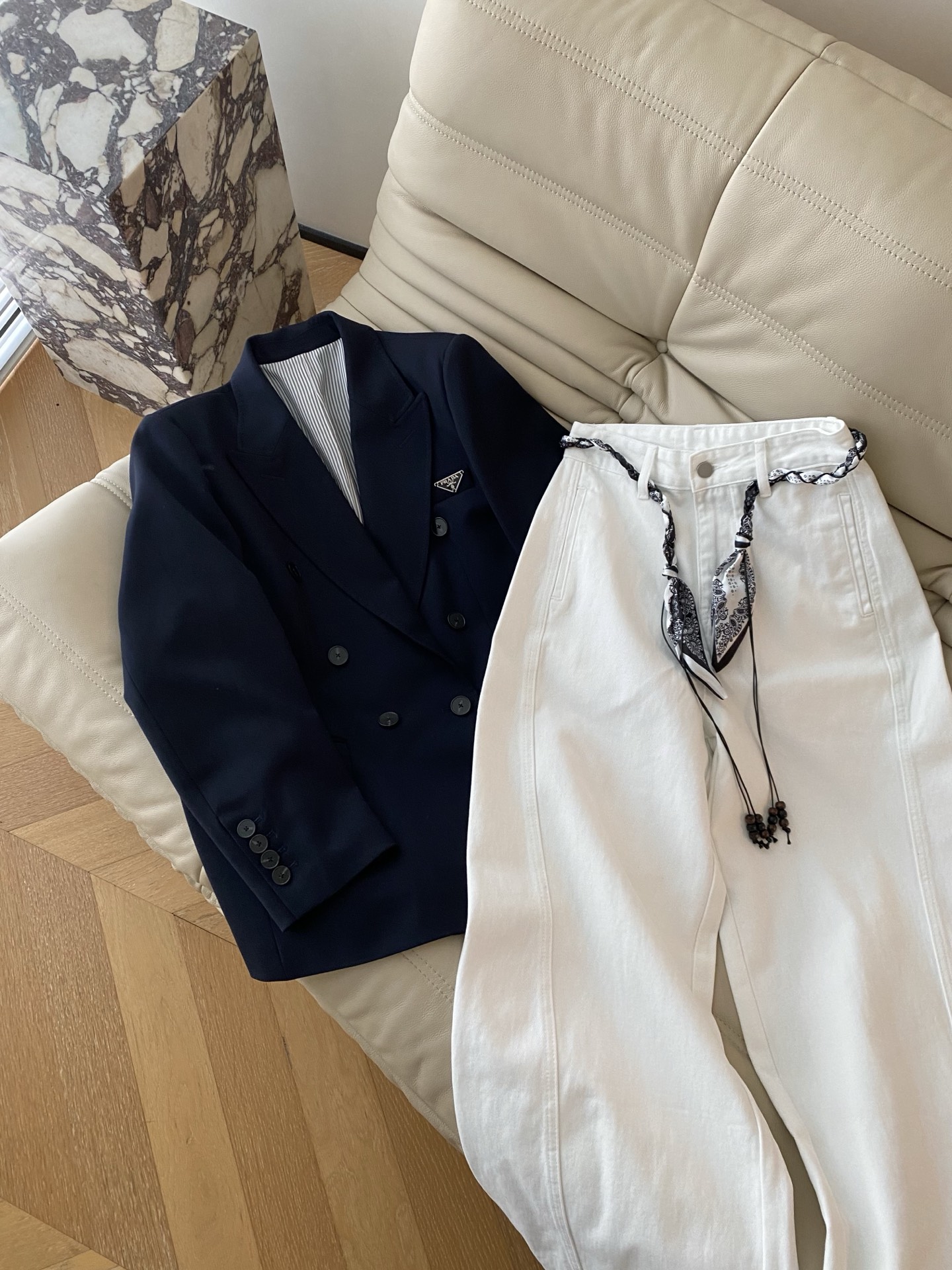 Prada Wool Blend Blazer - Navy Blue, Double Breasted, Classic Fit 2 i1756114155338 3712 0 0