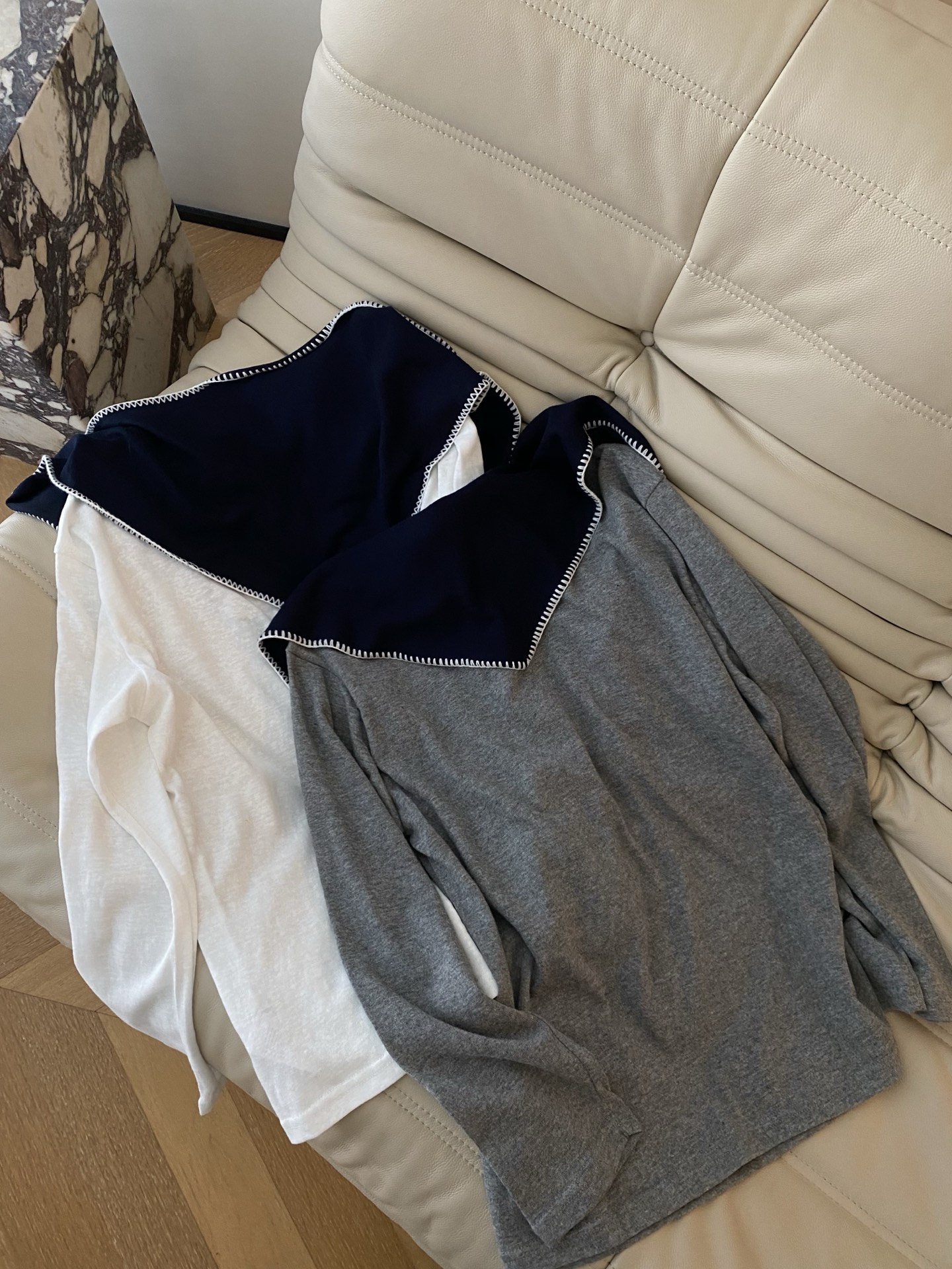 Women's Cotton Knit Two-Piece Set: Long Sleeve Tee & Shoulder Shawl 8 i1756461773713 707 0 6