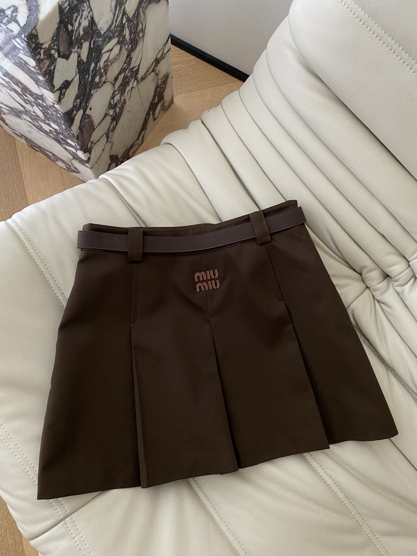 Miu Miu-Inspired High Waist A-Line Mini Skirt with Belt - Chic & Flattering 7 i1756462121125 4703 0 5
