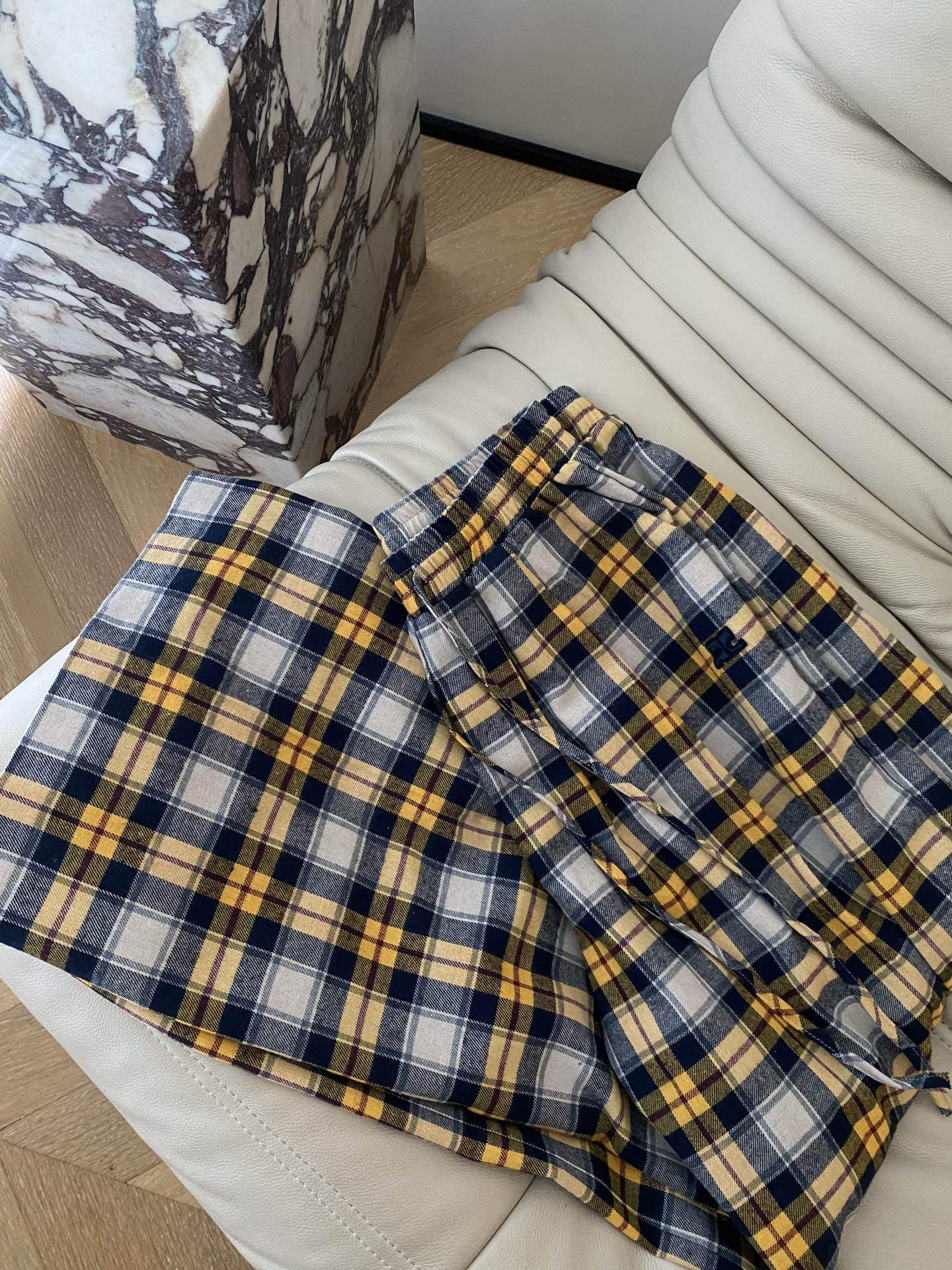Vintage Plaid Pants Loose Fit High Waisted Wide Leg Trousers Yellow 6 i1756718488585 7649 0 4