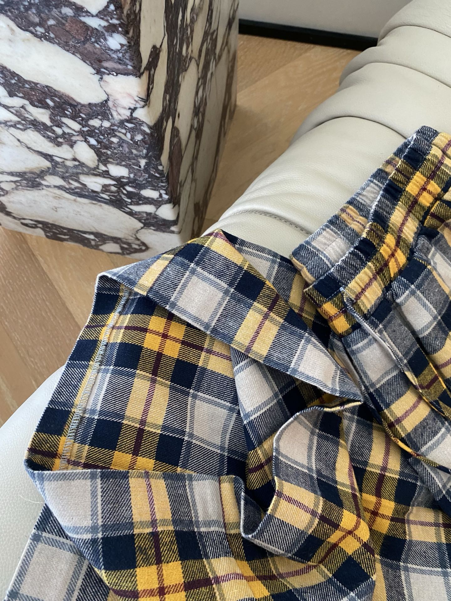 Vintage Plaid Pants Loose Fit High Waisted Wide Leg Trousers Yellow 7 i1756718488616 965 0 5