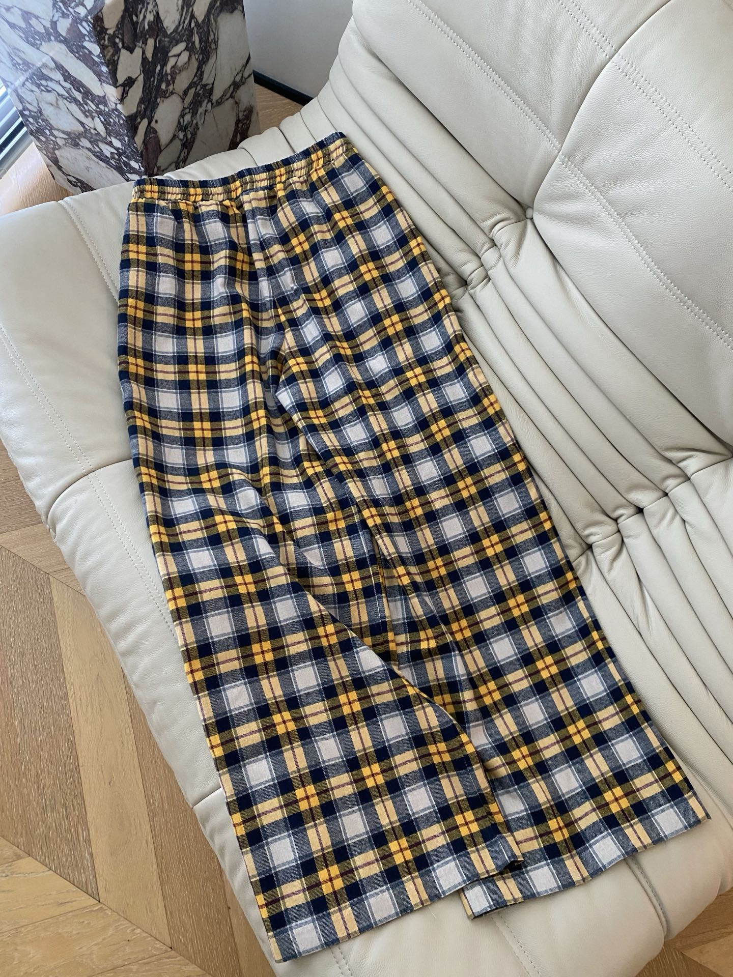 Vintage Plaid Pants Loose Fit High Waisted Wide Leg Trousers Yellow 9 i1756718490206 1199 0 7