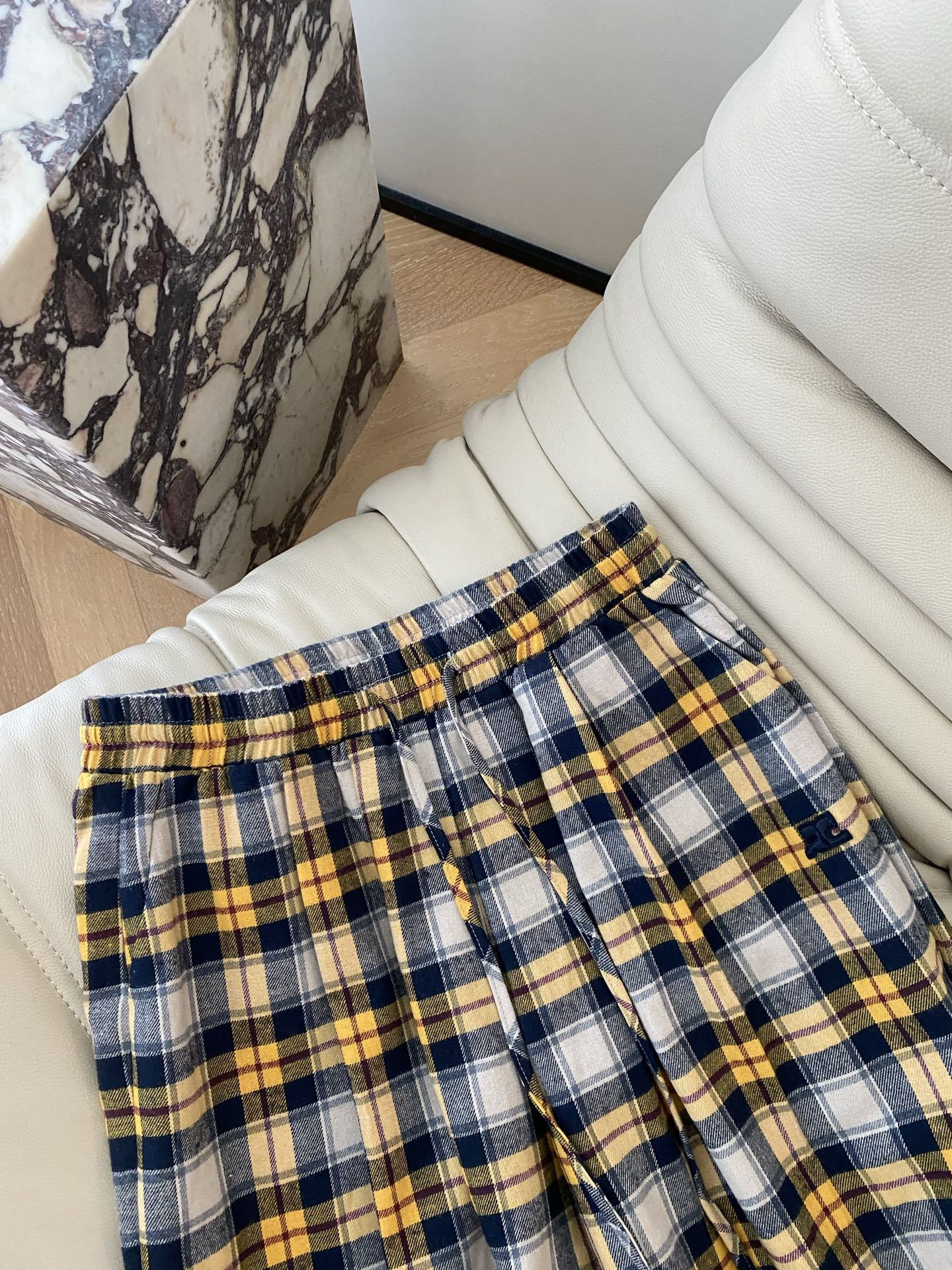 Vintage Plaid Pants Loose Fit High Waisted Wide Leg Trousers Yellow 3 i1756718490262 7582 0 1