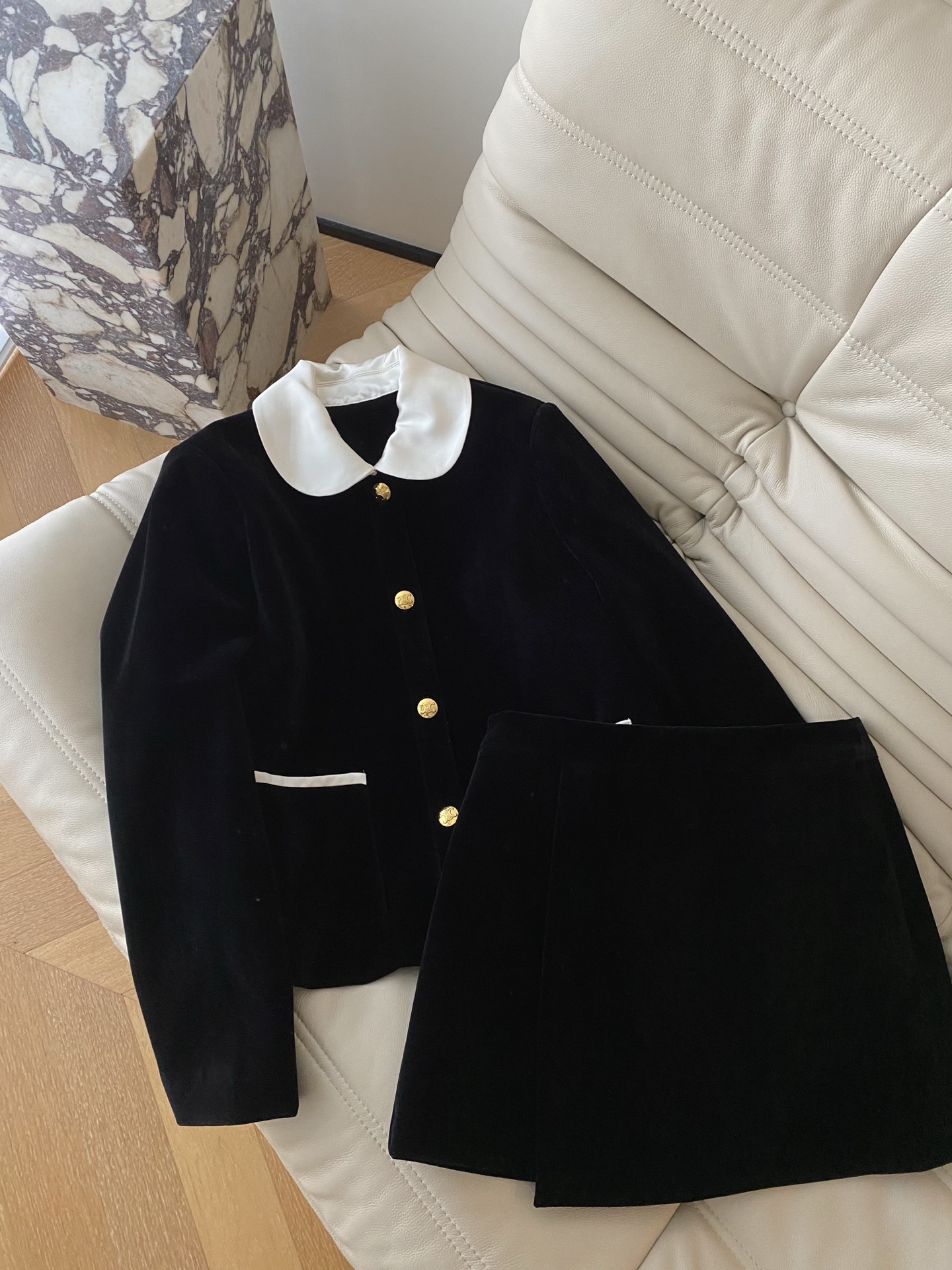 Vintage Velvet Mini Skirt Set with Peter Pan Collar - Winter Two-Piece Outfit 2 i1758361620082 5772 0 0