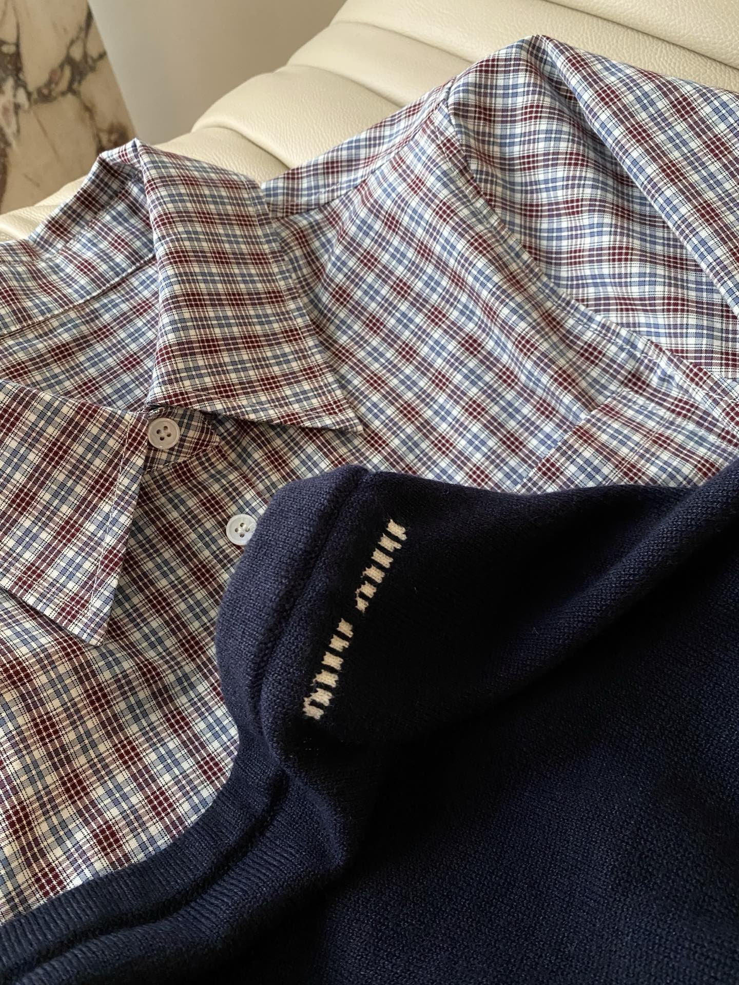 Miu Miu Plaid Cotton Shirt Dress Set with Knitted Bustier 7 i1758794783691 4524 0 5