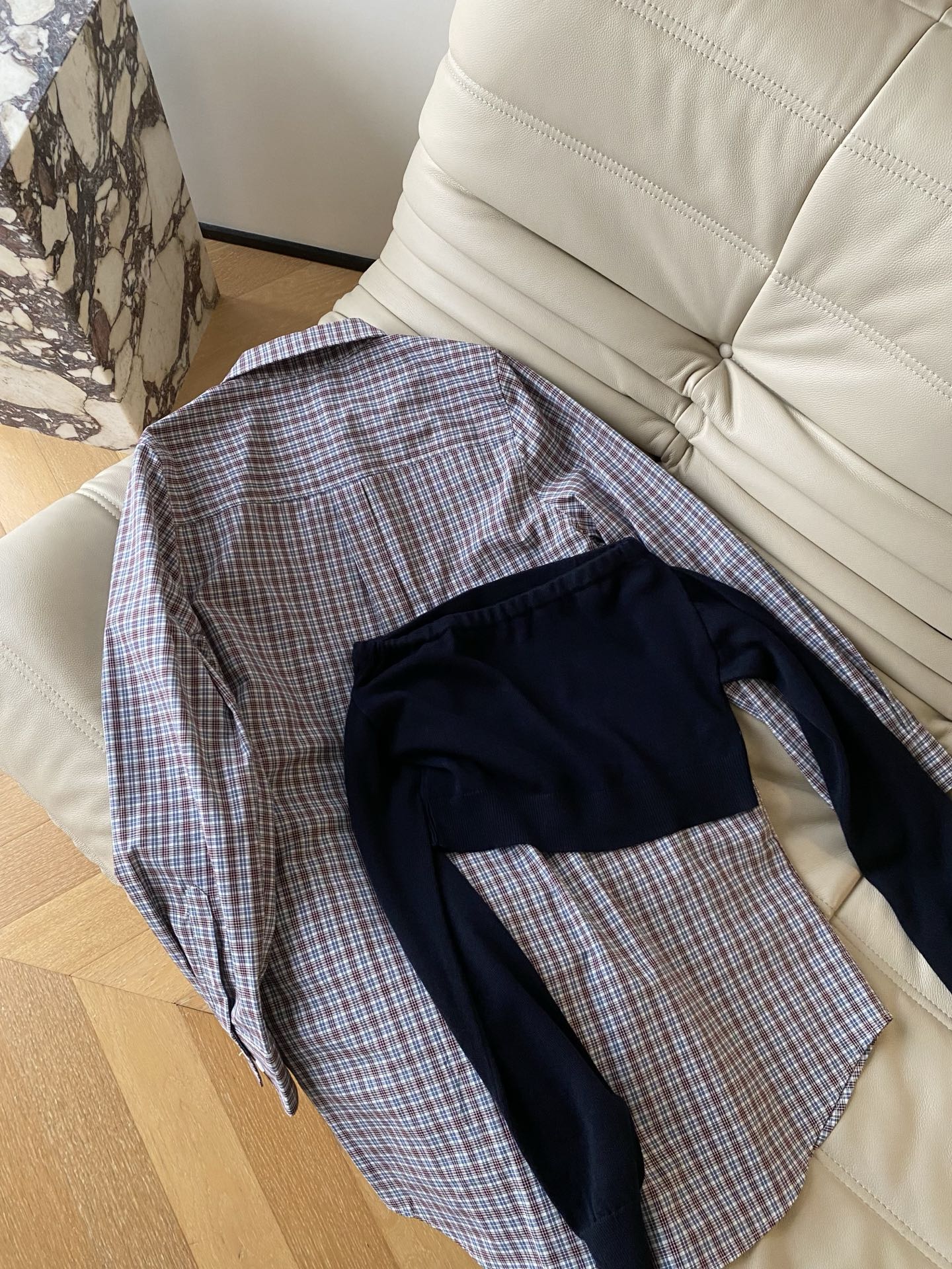Miu Miu Plaid Cotton Shirt Dress Set with Knitted Bustier 9 i1758794784715 6822 0 7
