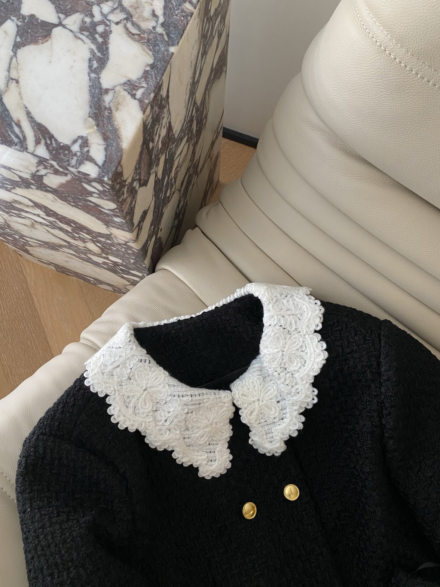 Classic Black Tweed Set with White Lace Peter Pan Collar - Parisian Chic 3 i1761297222130 2814 0 1