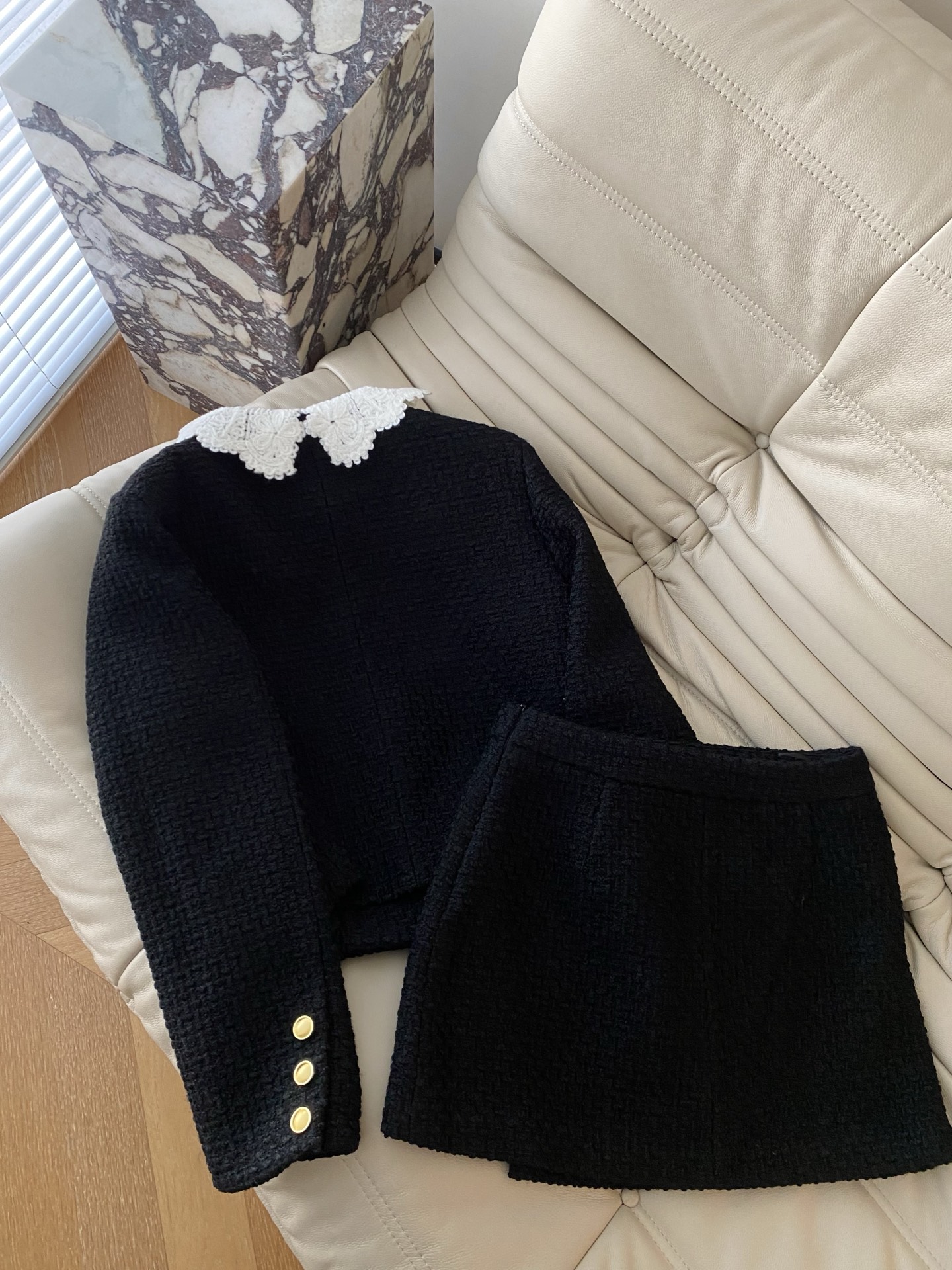 Classic Black Tweed Set with White Lace Peter Pan Collar - Parisian Chic 8 i1761297222166 4781 0 6