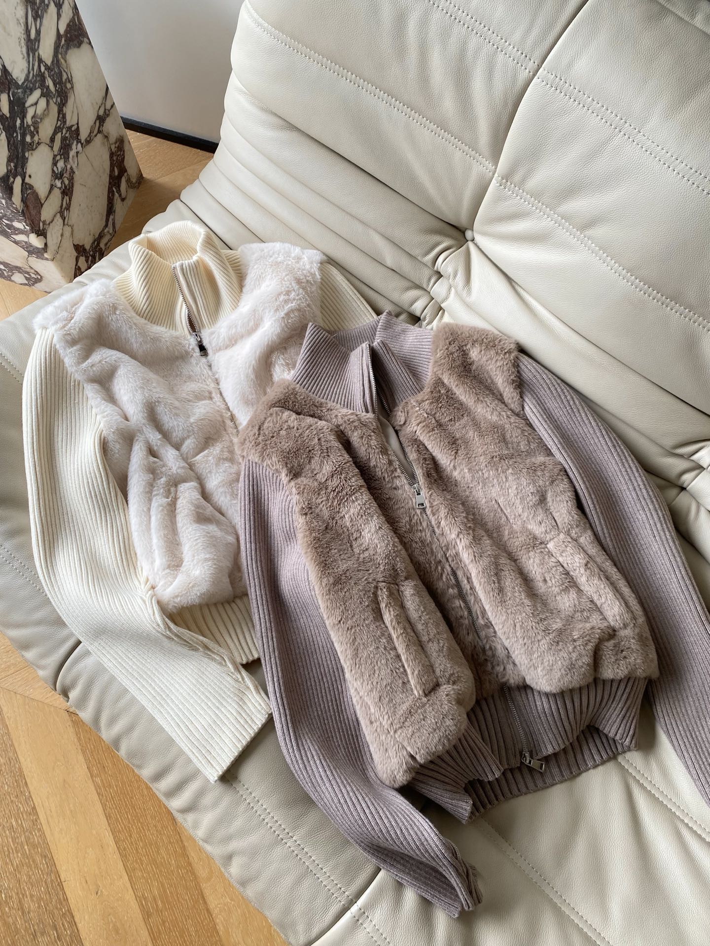 Cozy Fleece Knit Patchwork Jacket - Soft Plush Texture, Chic Design - 25PF 2 i1761554453536 4618 0 0