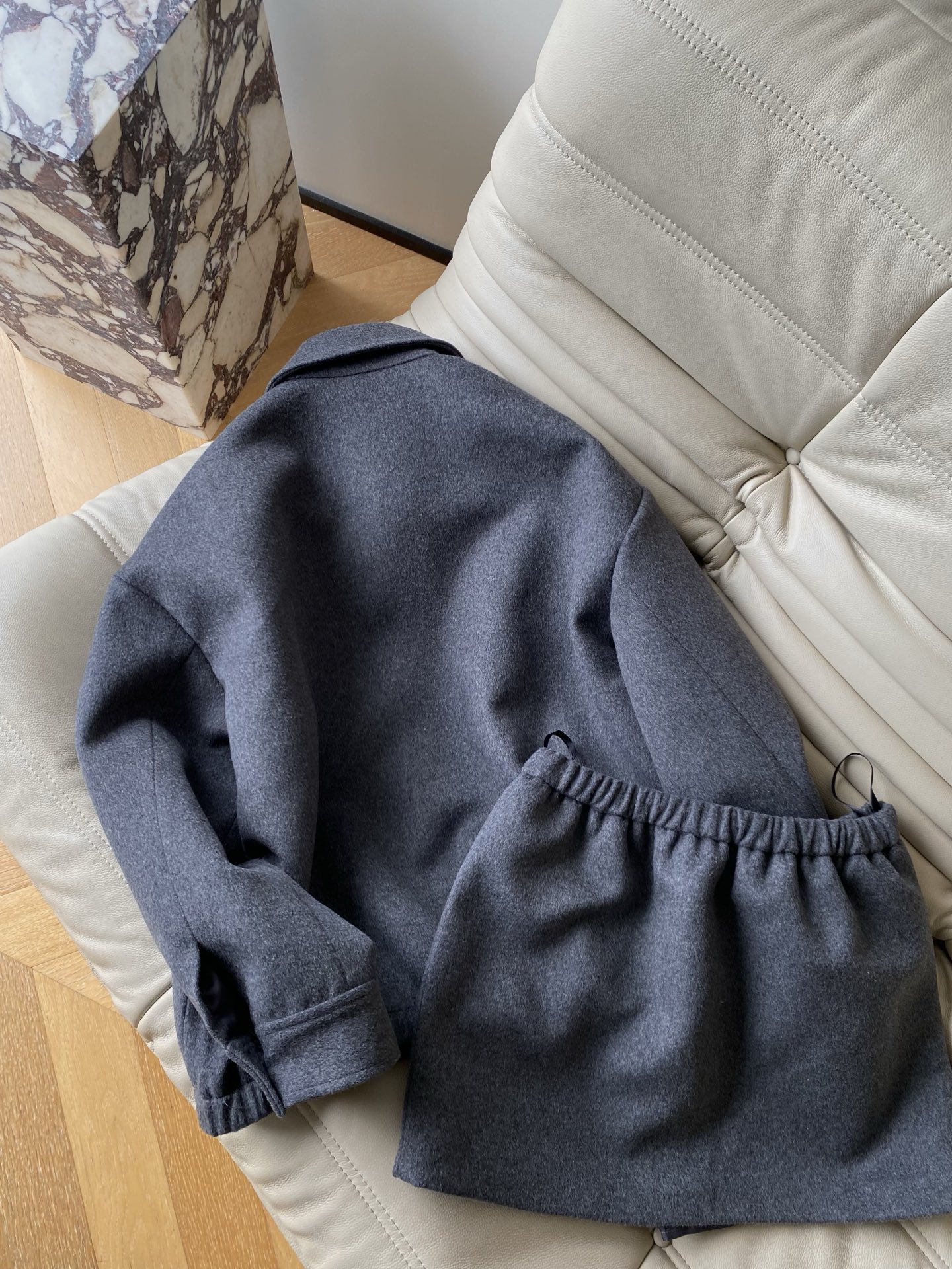 Miu Miu Style Gray Woolen Suit: Collar Coat and Skirt Set 9 i1761727648907 4914 0 7