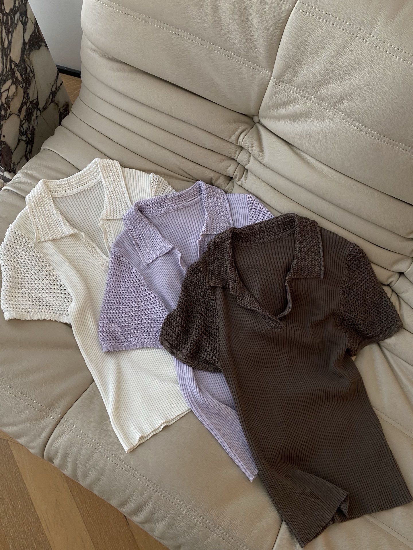 26SS 春夏新款 | 镂空Polo针织衫 轻透肌理自带呼吸感翻领V领+网眼镂空袖设计，自带随性利落氛围