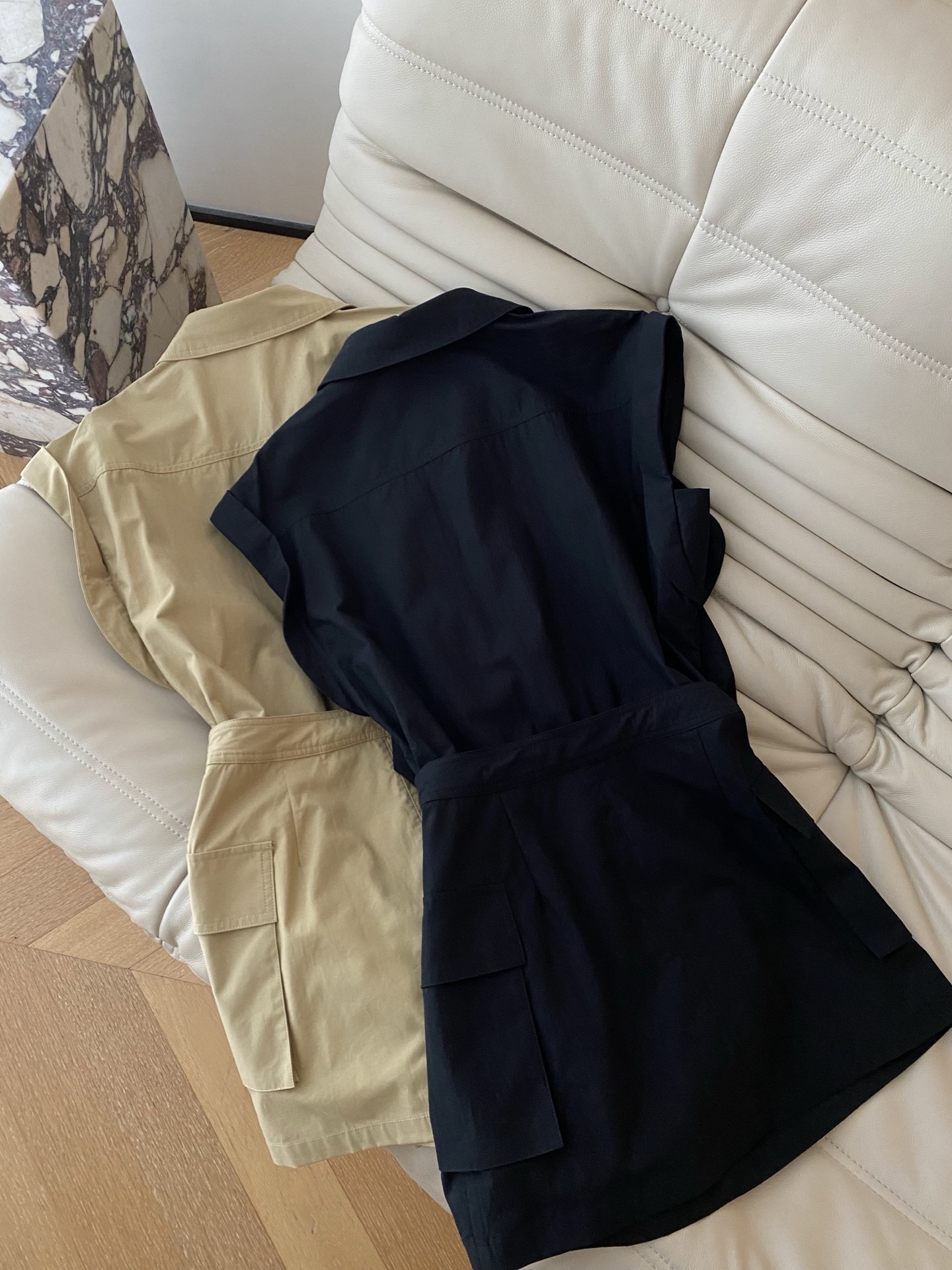 26SS 春夏新款 | 工装风衬衫式连体短裙，采用挺括抗皱高支棉面料打造一体式利落版型，卡其/经典黑双色