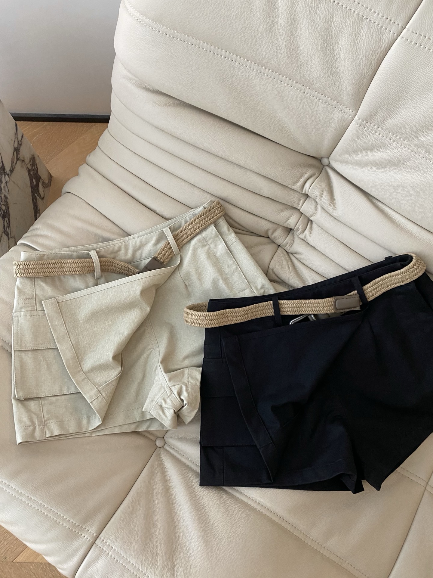 26SS 春夏新款 | 编织腰带工装口袋短款裙裤，甄选透气挺括的棉感面料打造利落A字版型，自带酷飒松弛滤