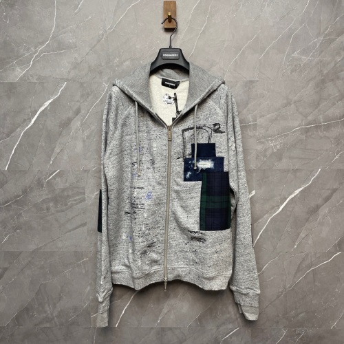 Dsquared2 Customized Zip-Up Hoodie With Patches, Wash Details, and Graffiti 1 Dsquared2 Customized Zip-Up Hoodie With Patches, Wash Details, and Graffiti
