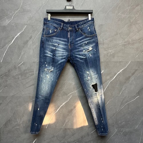 Dsquared2 Skater Jeans with Distressed Detail and Leather Patch Design 1 Dsquared2 Skater Jeans with Distressed Detail and Leather Patch Design