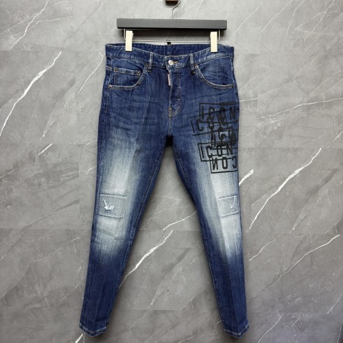 Dsquared2 Icon Printed Denim Jeans Slim Fit Tapered Leg, Blue, Size 42-52 1 Dsquared2 Icon Printed Denim Jeans Slim Fit Tapered Leg, Blue, Size 42-52